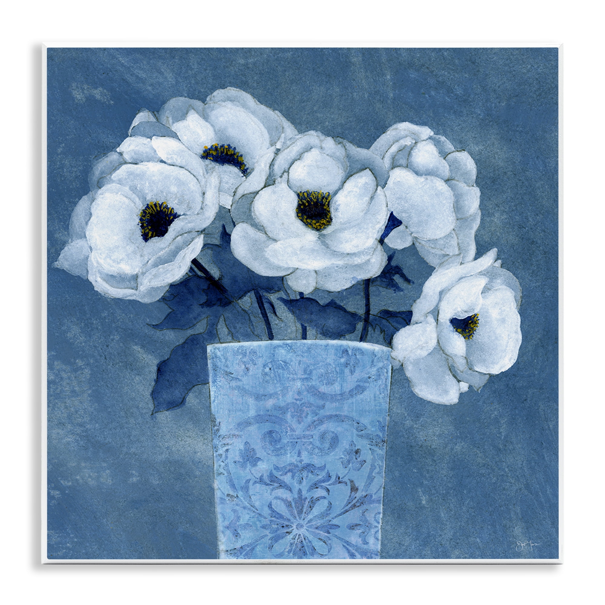 Stupell Industries Ornate Vase Flowers Plants & Flowers Painting Unframed Art Print Wall Art, 12 x 12