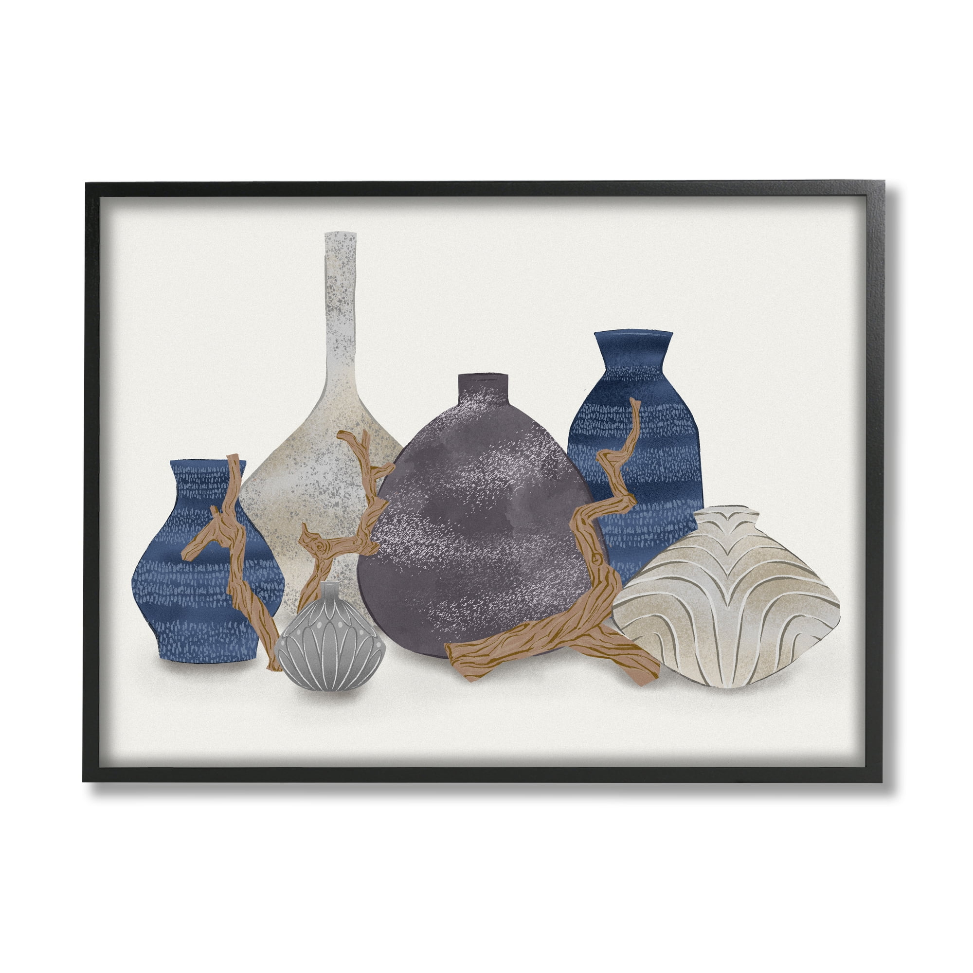 Stupell Industries Ornate Vase Still Life Leaning Driftwood Branches Graphic Art Black Framed Art Print Wall Art, Design by Ziwei Li