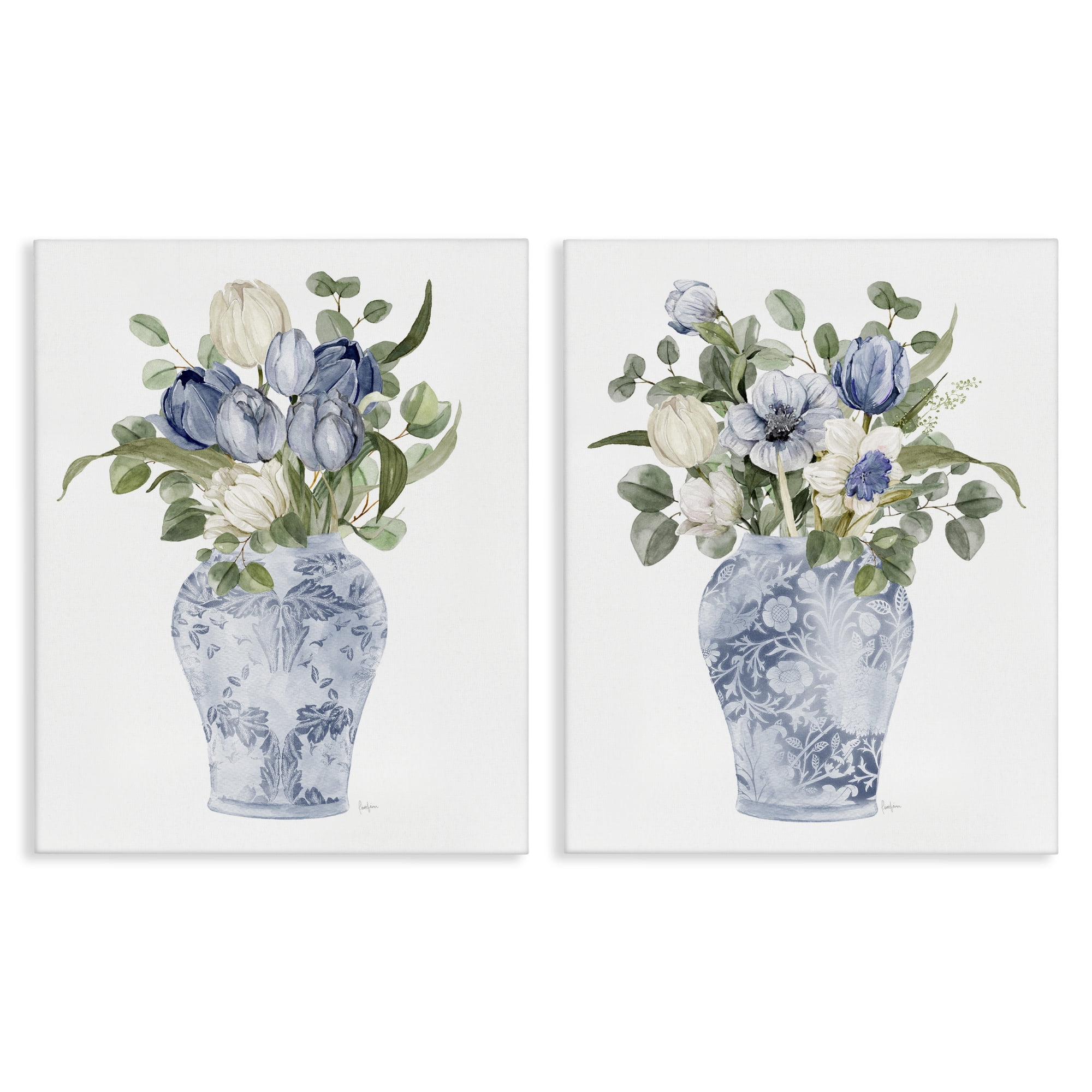 Stupell Industries Ornate Vase Tulip Collection 2 Piece Canvas Wall Art Set, design by Livi Finn