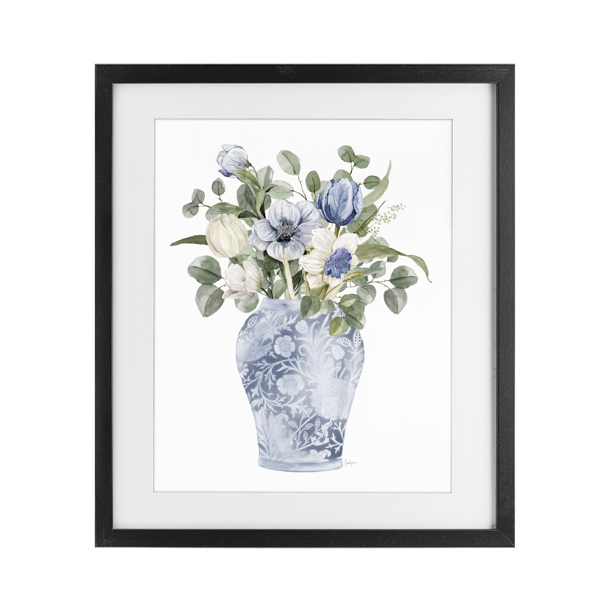 Stupell Industries Ornate Vase Tulips Black Framed Print Under Glass, design by Livi Finn
