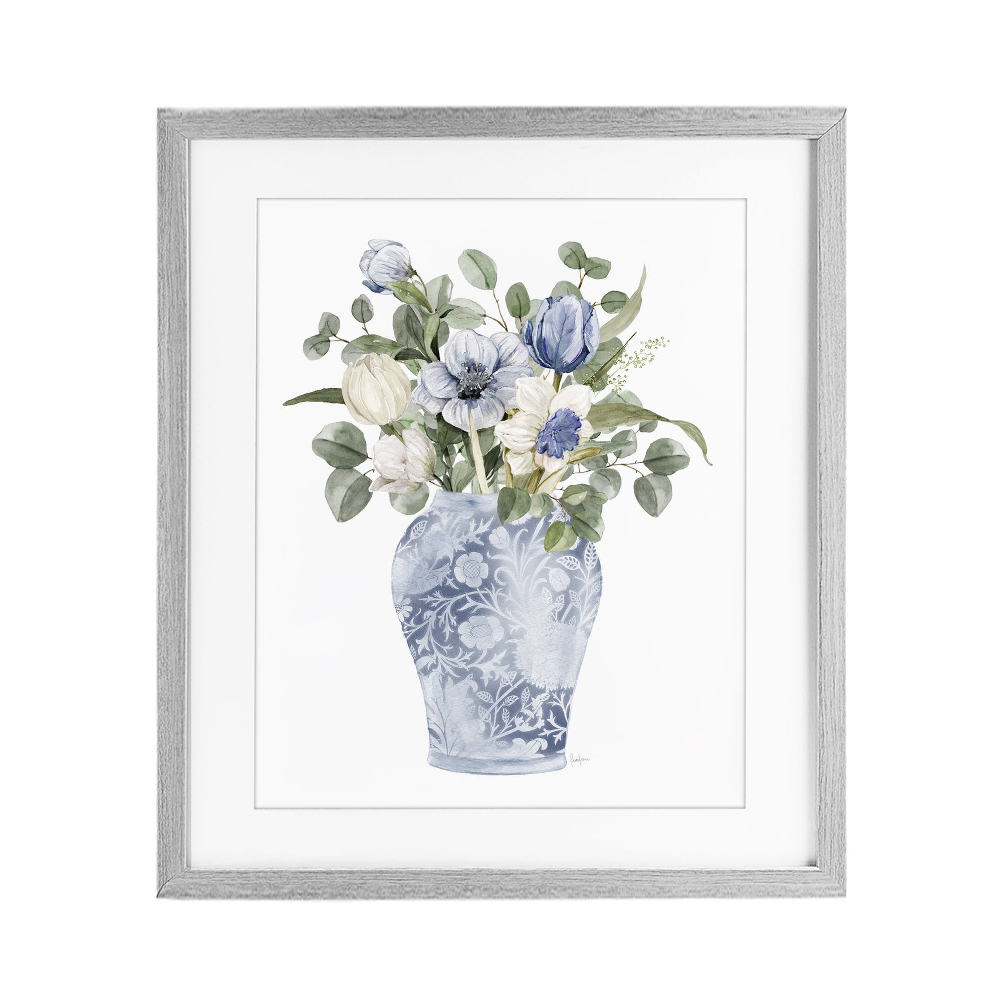 Stupell Industries Ornate Vase Tulips Gray Framed Print Under Glass, design by Livi Finn