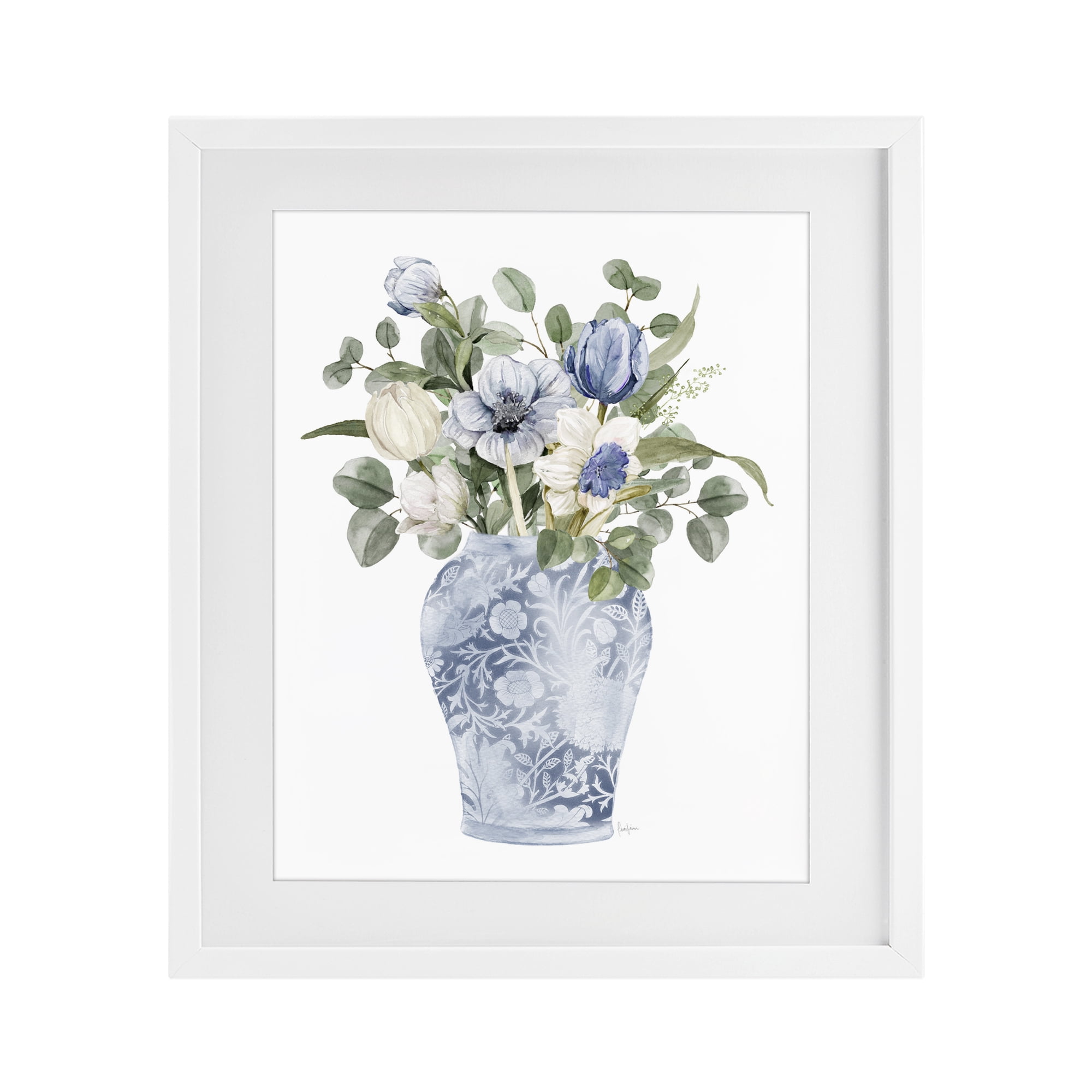 Stupell Industries Ornate Vase Tulips White Framed Print Under Glass, design by Livi Finn