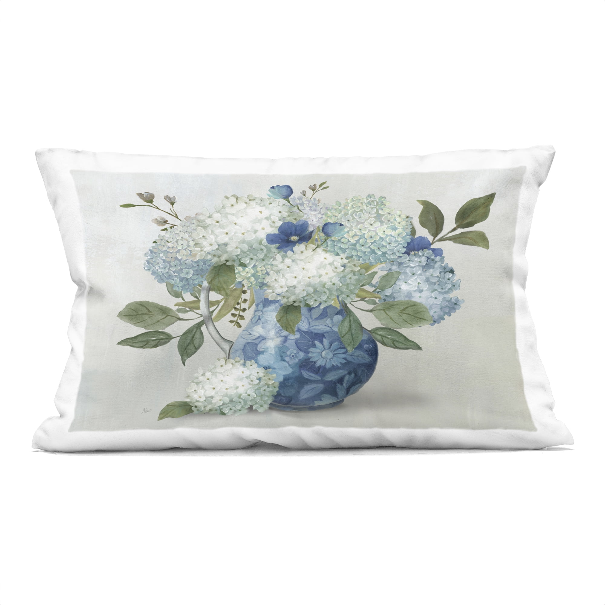 Stupell Industries Ornate Vase with Hydrangeas Decorative Printed Throw Pillow, design by Nan, 14 x 7 x 20