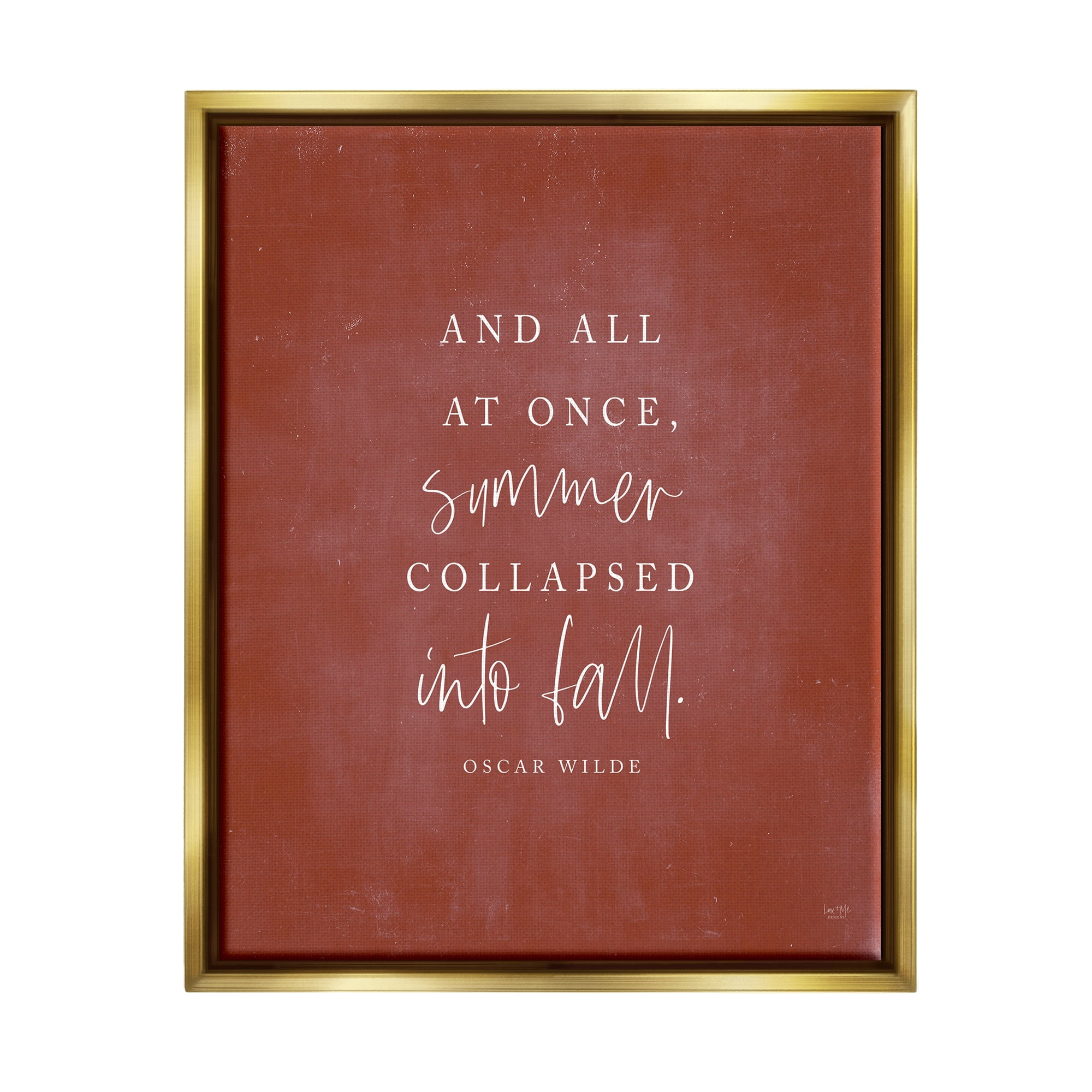 Stupell Industries Oscar Wilde Fall Quote Inspirational Painting Gold Floater Framed Art Print Wall Art, 25 x 31