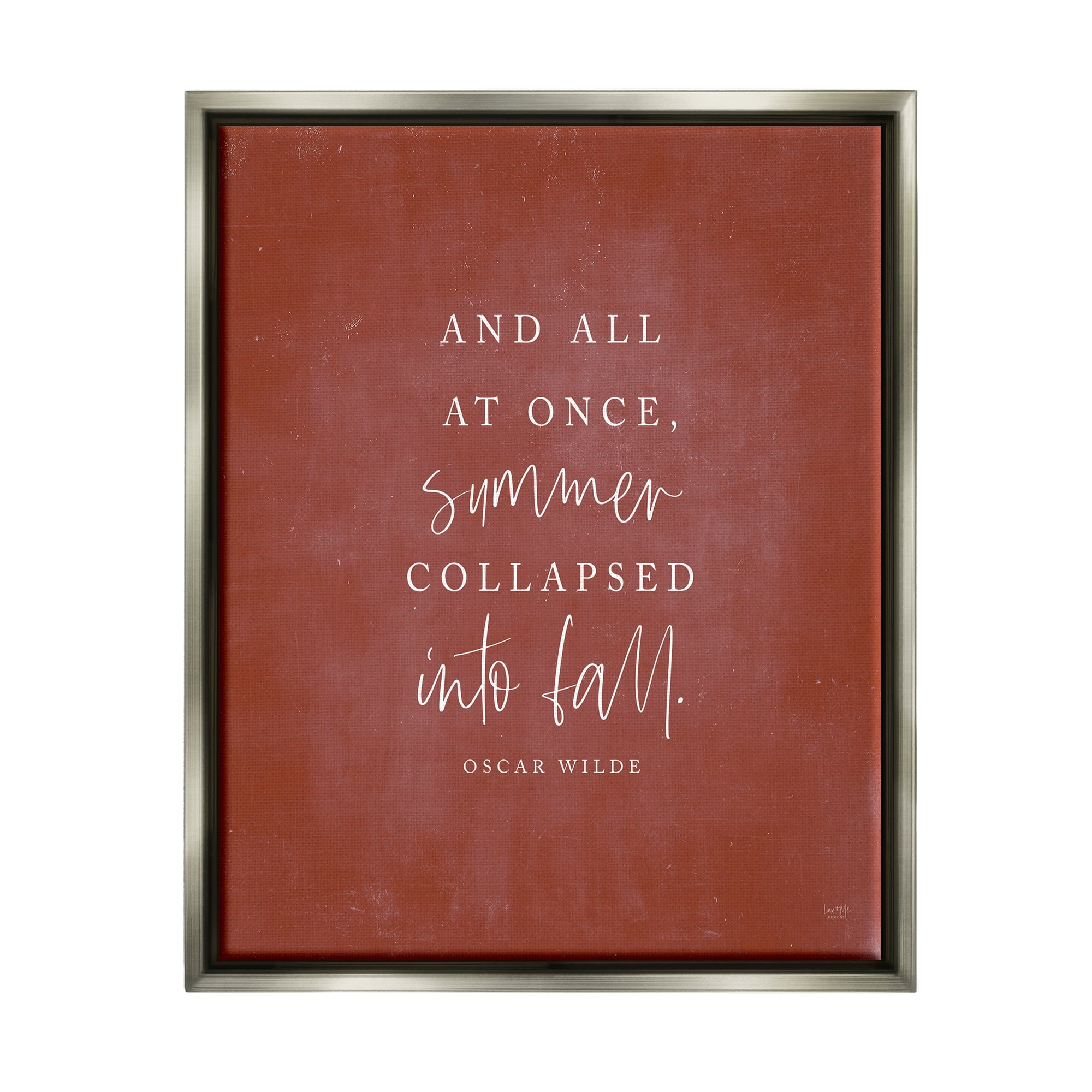 Stupell Industries Oscar Wilde Fall Quote Inspirational Painting Gray Floater Framed Art Print Wall Art, 17 x 21