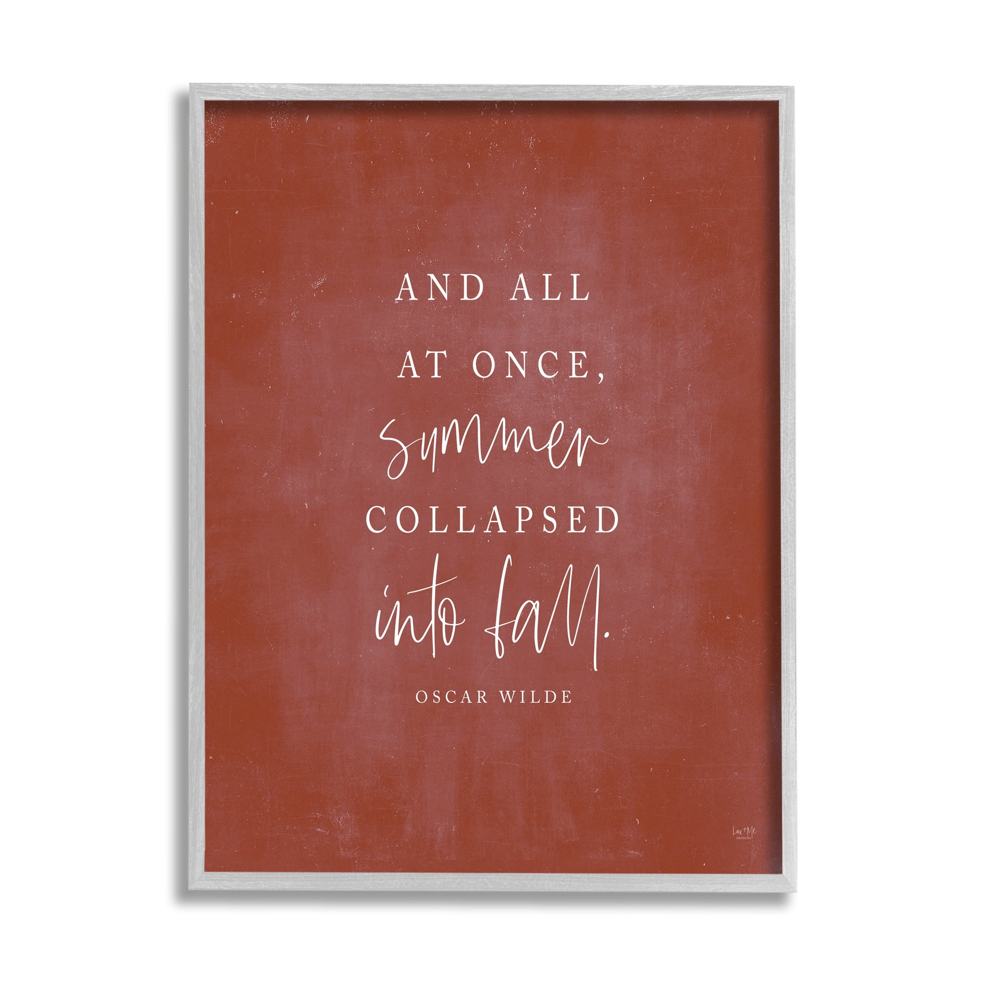 Stupell Industries Oscar Wilde Fall Quote Inspirational Painting Gray Framed Art Print Wall Art, 16 x 20