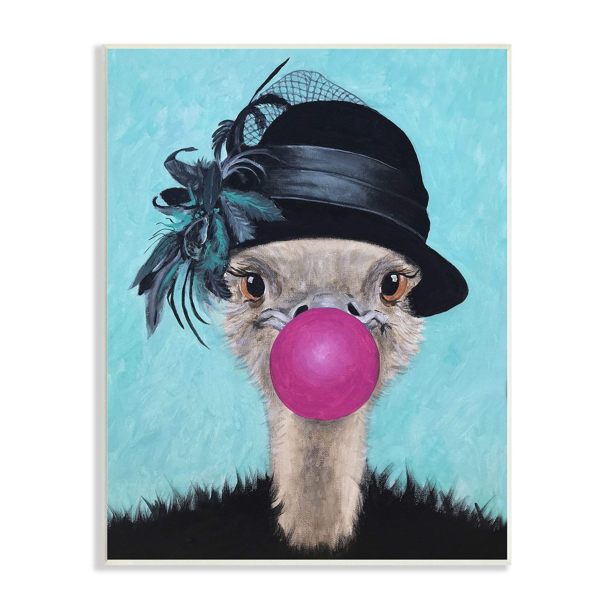 Stupell Industries Ostrich Stylish Vintage Black Hat Pink Bubblegum , 10 x 15, Design by Coco de Paris
