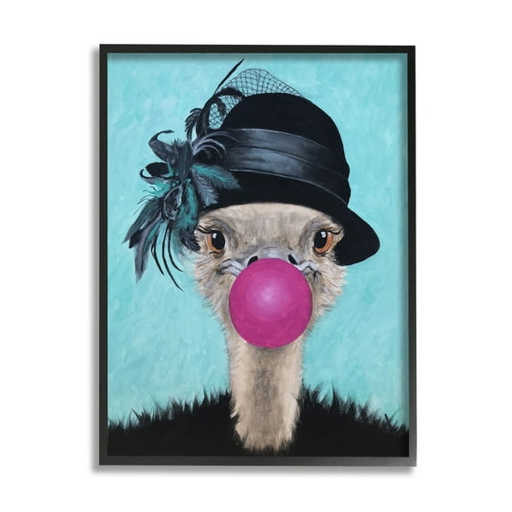 Stupell Industries Ostrich Stylish Vintage Black Hat Pink Bubblegum , 11 x 14, Design by Coco de Paris