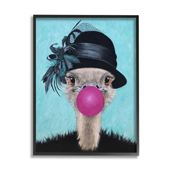 Stupell Industries Ostrich Stylish Vintage Black Hat Pink Bubblegum , 16 x 20, Design by Coco de Paris