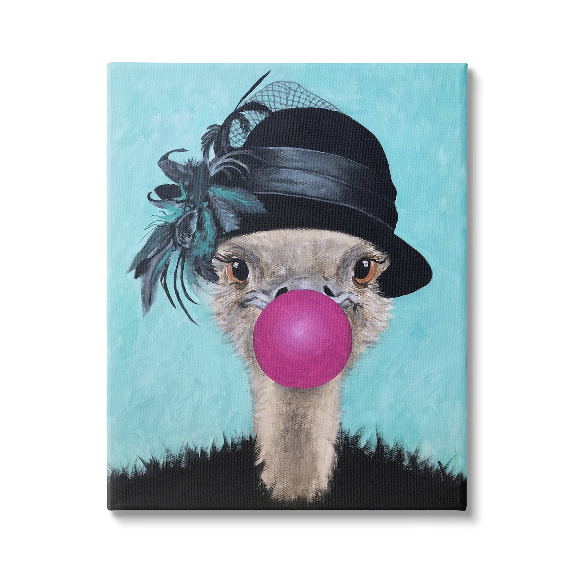 Stupell Industries Ostrich Stylish Vintage Black Hat Pink Bubblegum , 30 x 40, Design by Coco de Paris