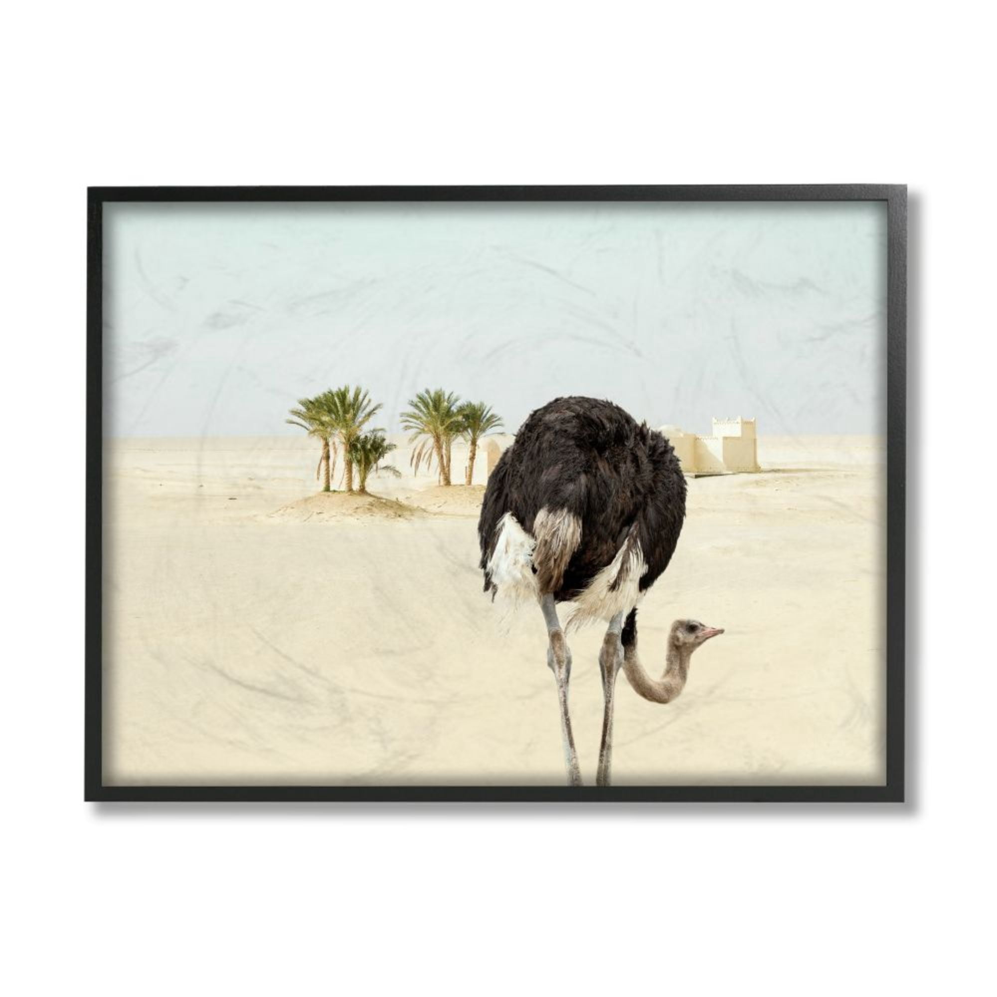 Stupell Industries Ostrich in Desert Muted Sand Landscape Design by Ziwei Li