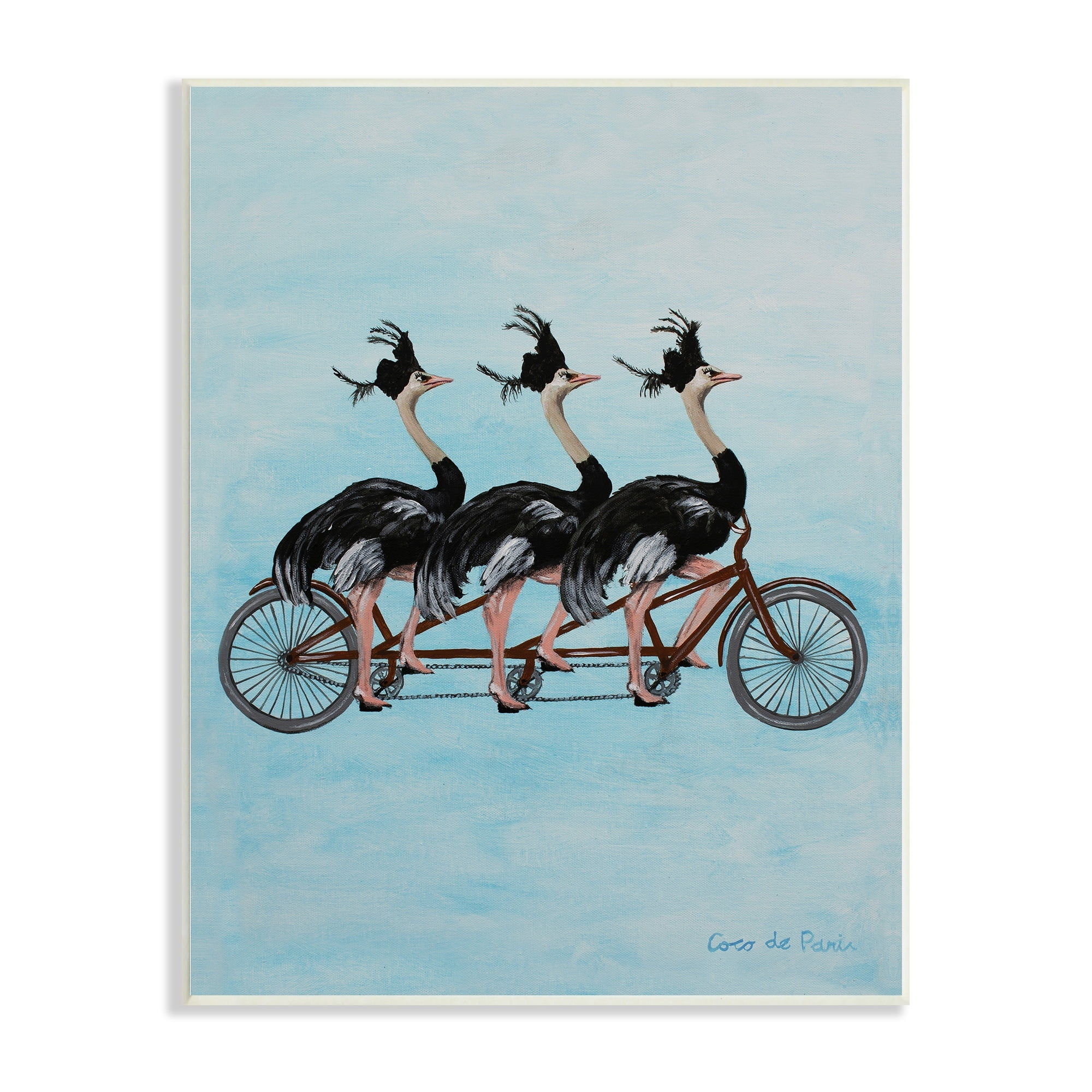 Stupell Industries Ostriches Riding Tandem Bicycle Funny Cute Painting , 10 x 15, Design by Coco de Paris