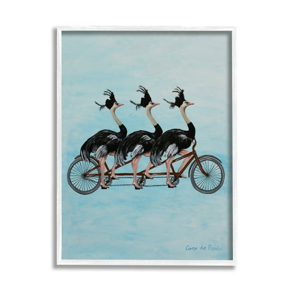 Stupell Industries Ostriches Riding Tandem Bicycle Funny Cute Painting , 11 x 14, Design by Coco de Paris