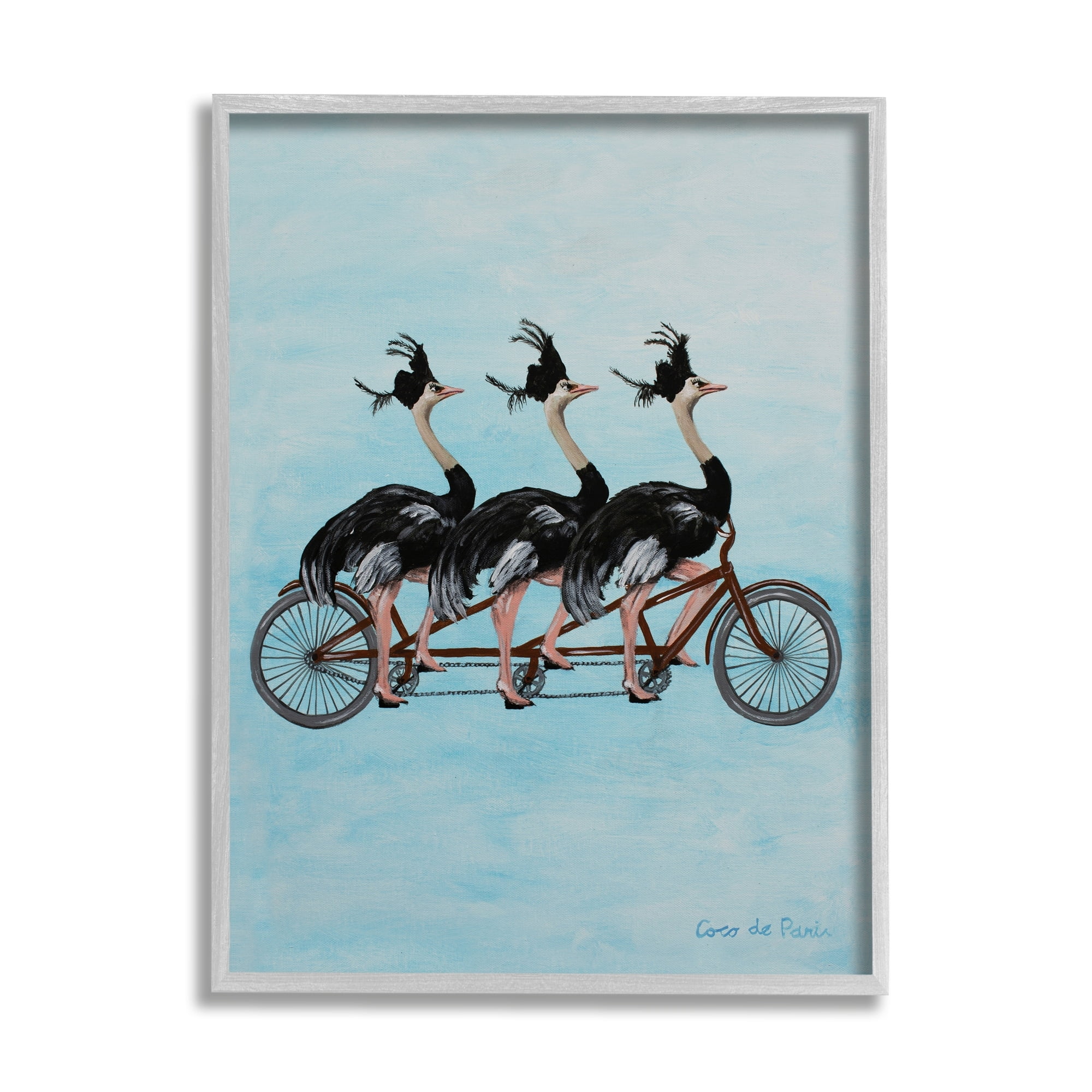 Stupell Industries Ostriches Riding Tandem Bicycle Funny Cute Painting , 11 x 14, Design by Coco de Paris