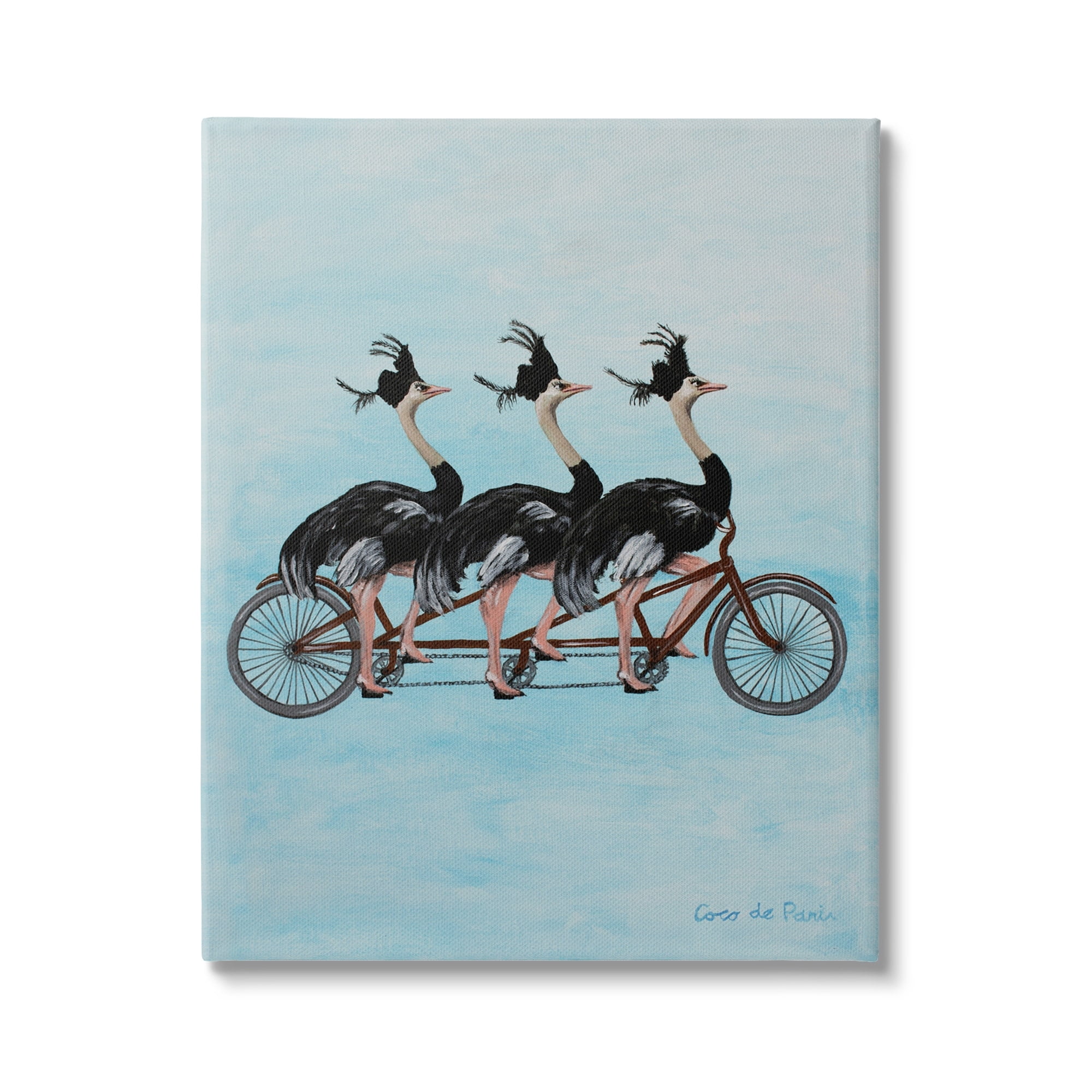 Stupell Industries Ostriches Riding Tandem Bicycle Funny Cute Painting , 16 x 20, Design by Coco de Paris