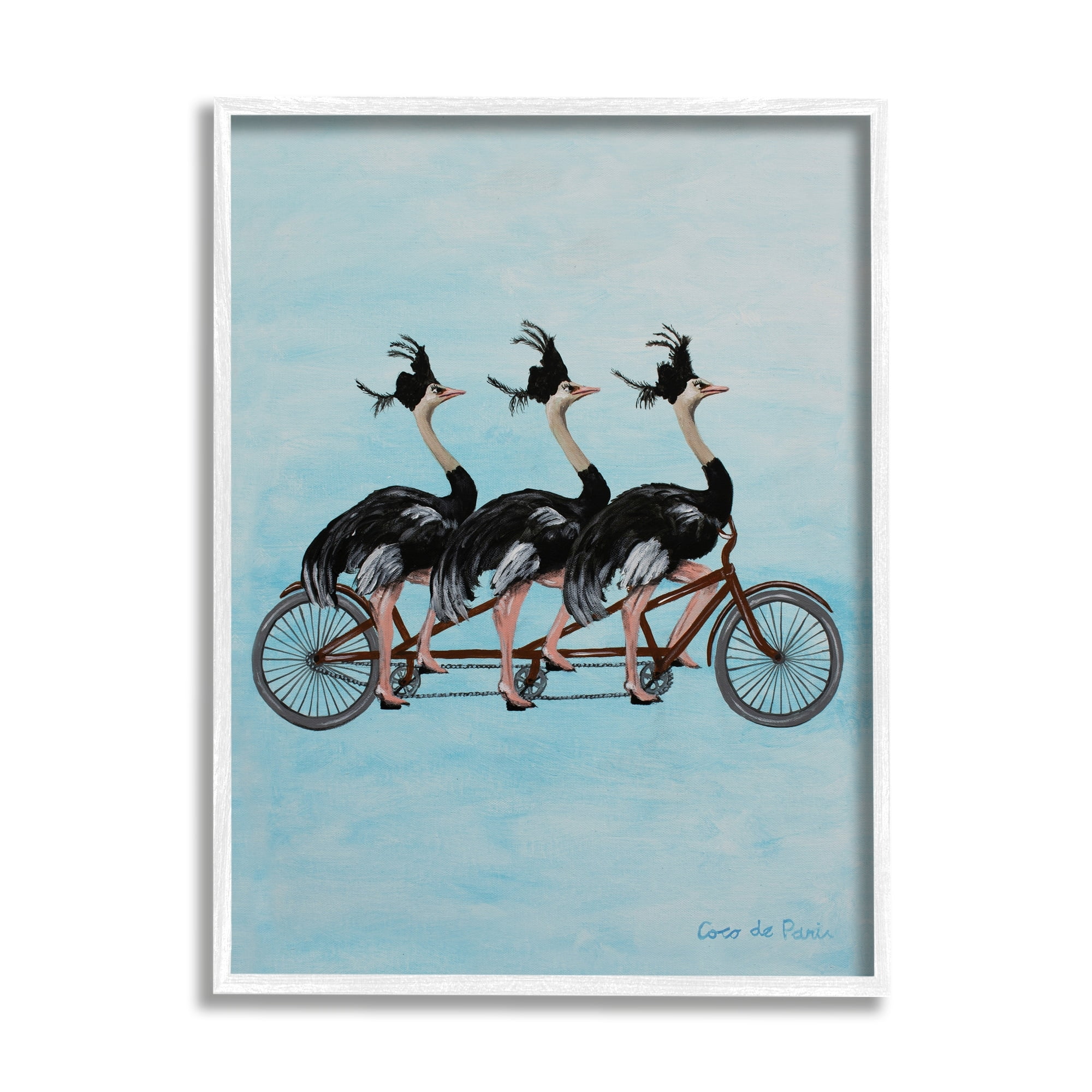 Stupell Industries Ostriches Riding Tandem Bicycle Funny Cute Painting , 24 x 30, Design by Coco de Paris