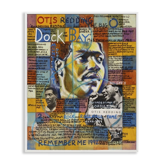 Stupell Industries Otis Redding Collage People Drawing White Framed Art Print Wall Art, 11 x 14