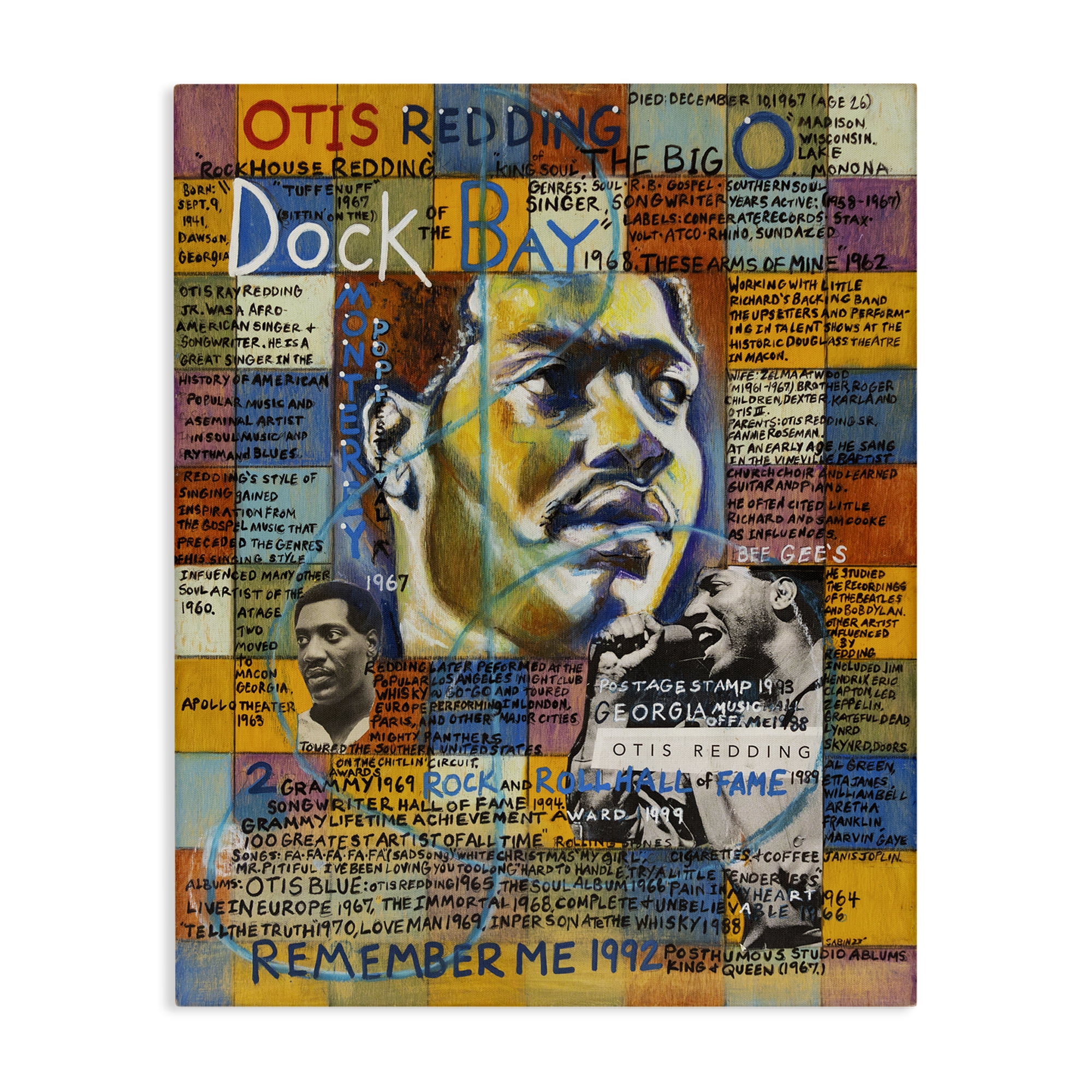 Stupell Industries Otis Redding Collage People Drawing Wrapped Canvas Art Print Wall Art, 30 x 40
