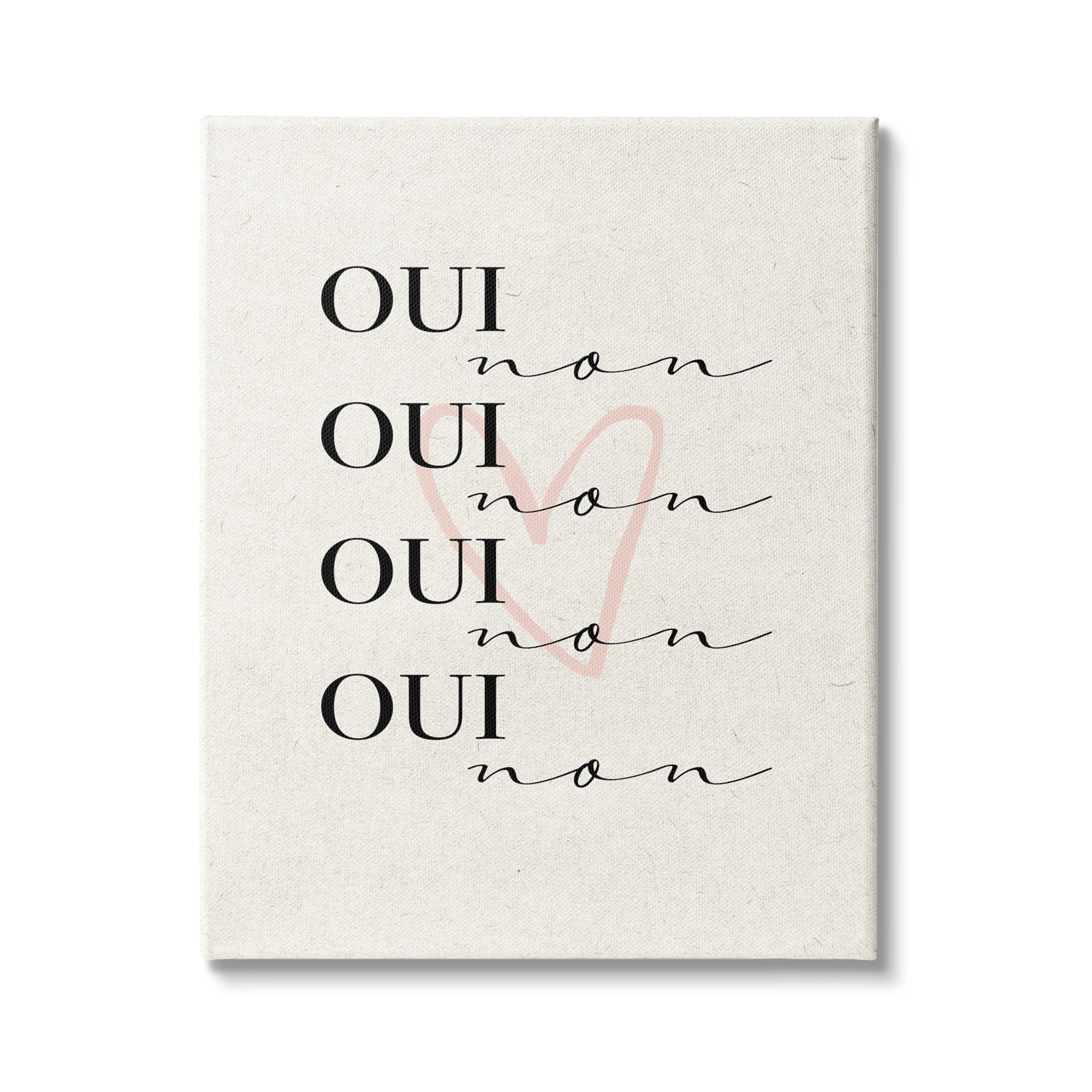 Stupell Industries Oui Non French Phrase Pink Heart Parisian Typography, 16 x 20, Design by Daphne Polselli