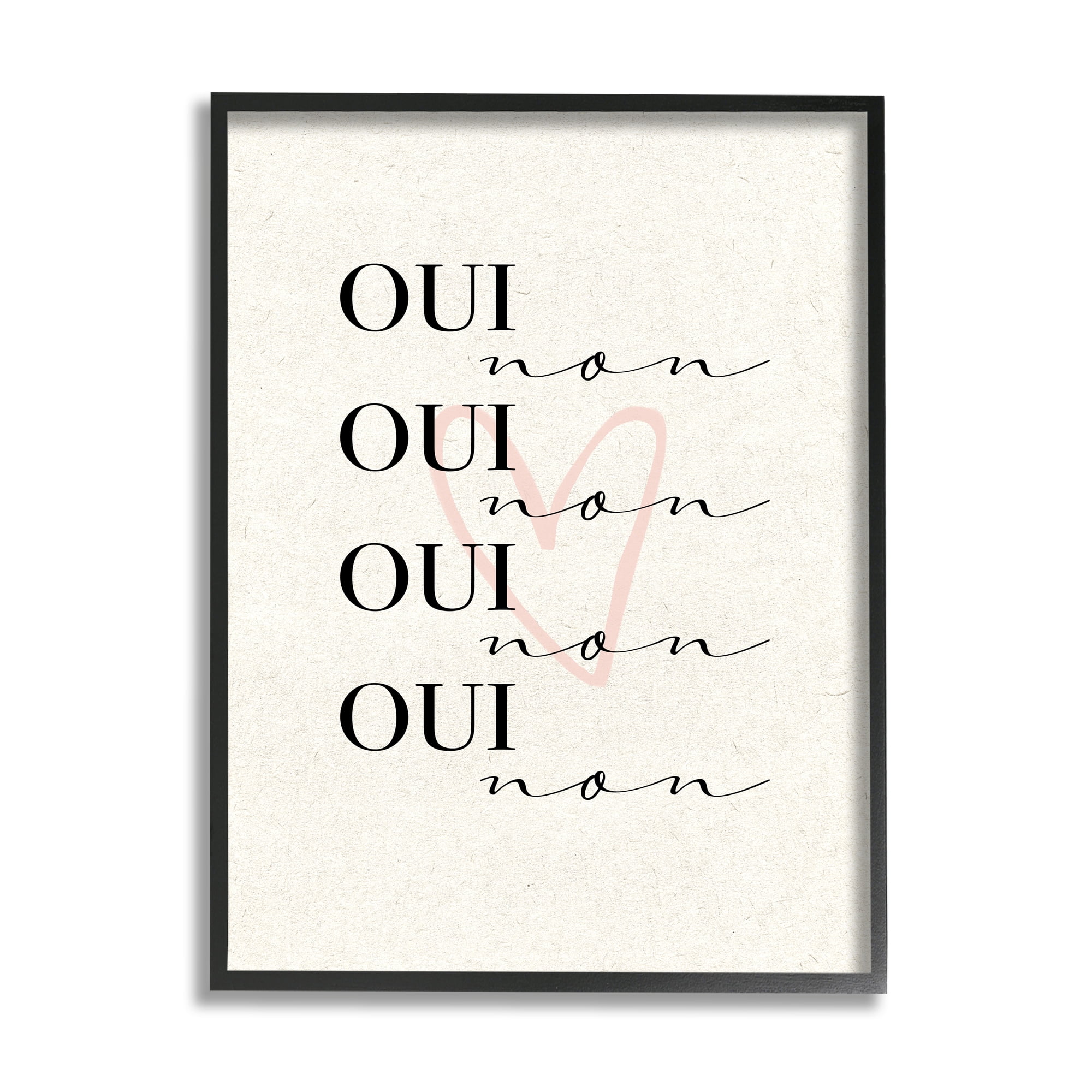 Stupell Industries Oui Non French Phrase Pink Heart Parisian Typography, 16 x 20, Design by Daphne Polselli