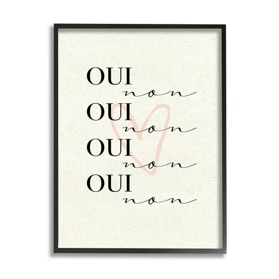 Stupell Industries Oui Non French Phrase Pink Heart Parisian Typography, 24 x 30, Design by Daphne Polselli