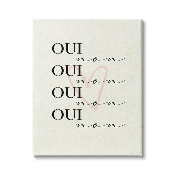 Stupell Industries Oui Non French Phrase Pink Heart Parisian Typography, 24 x 30, Design by Daphne Polselli