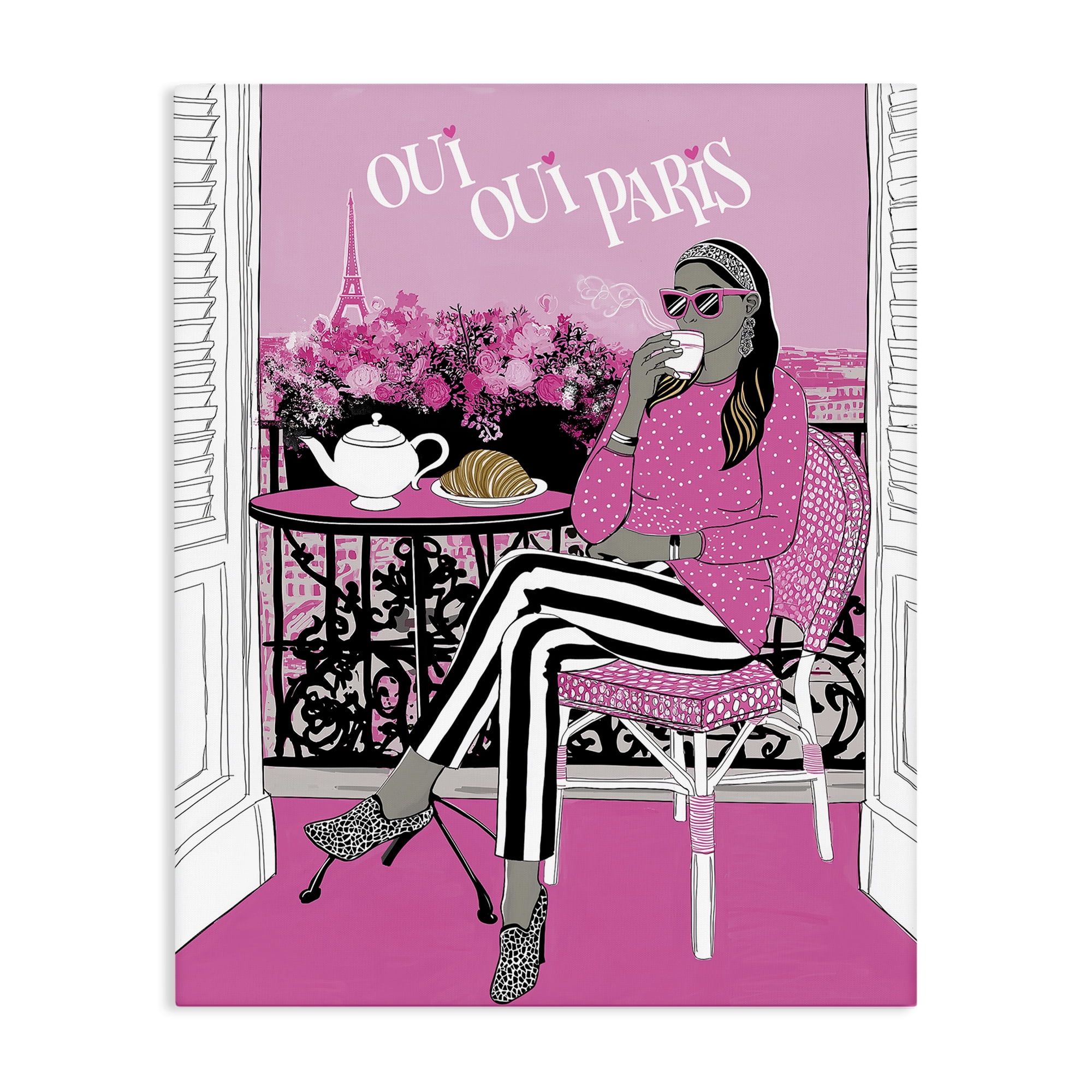 Stupell Industries Oui Oui Parisian Cafe Morning Canvas Wall Art, design by Jess Stempel