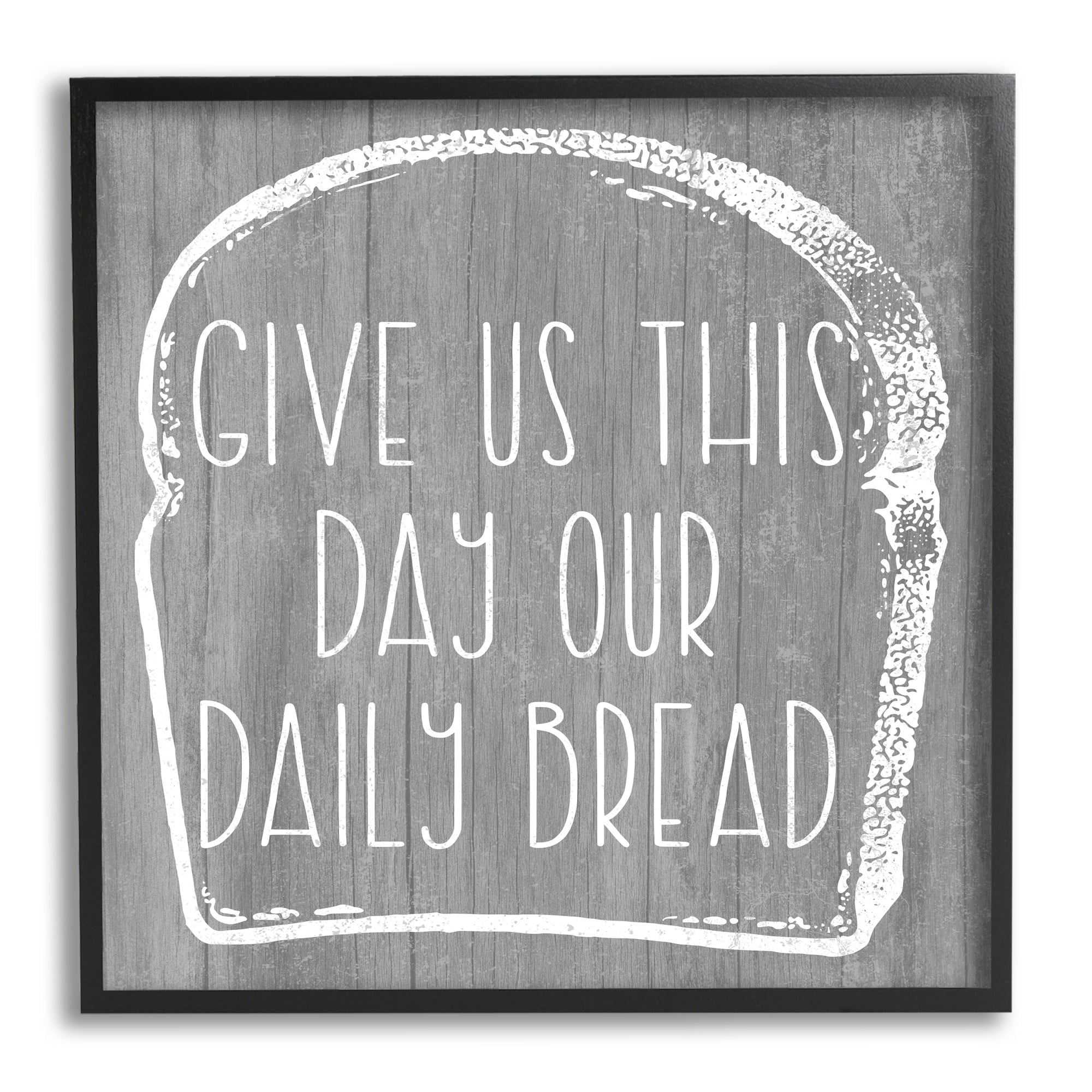 Stupell Industries Our Daily Bread Fun Religious Kitchen Phrase Graphic Art Black Framed Art Print Wall Art, Design by Daphne Polselli