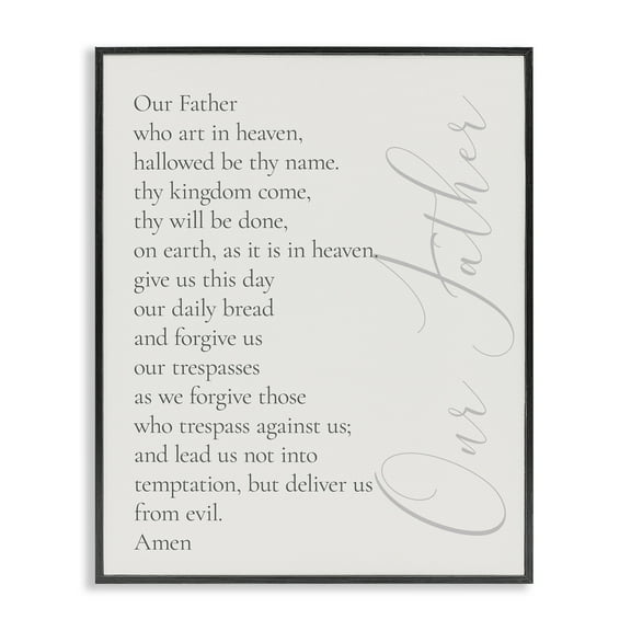Stupell Industries Our Father Prayer Religious Painting Black Framed Art Print Wall Art, 11 x 14