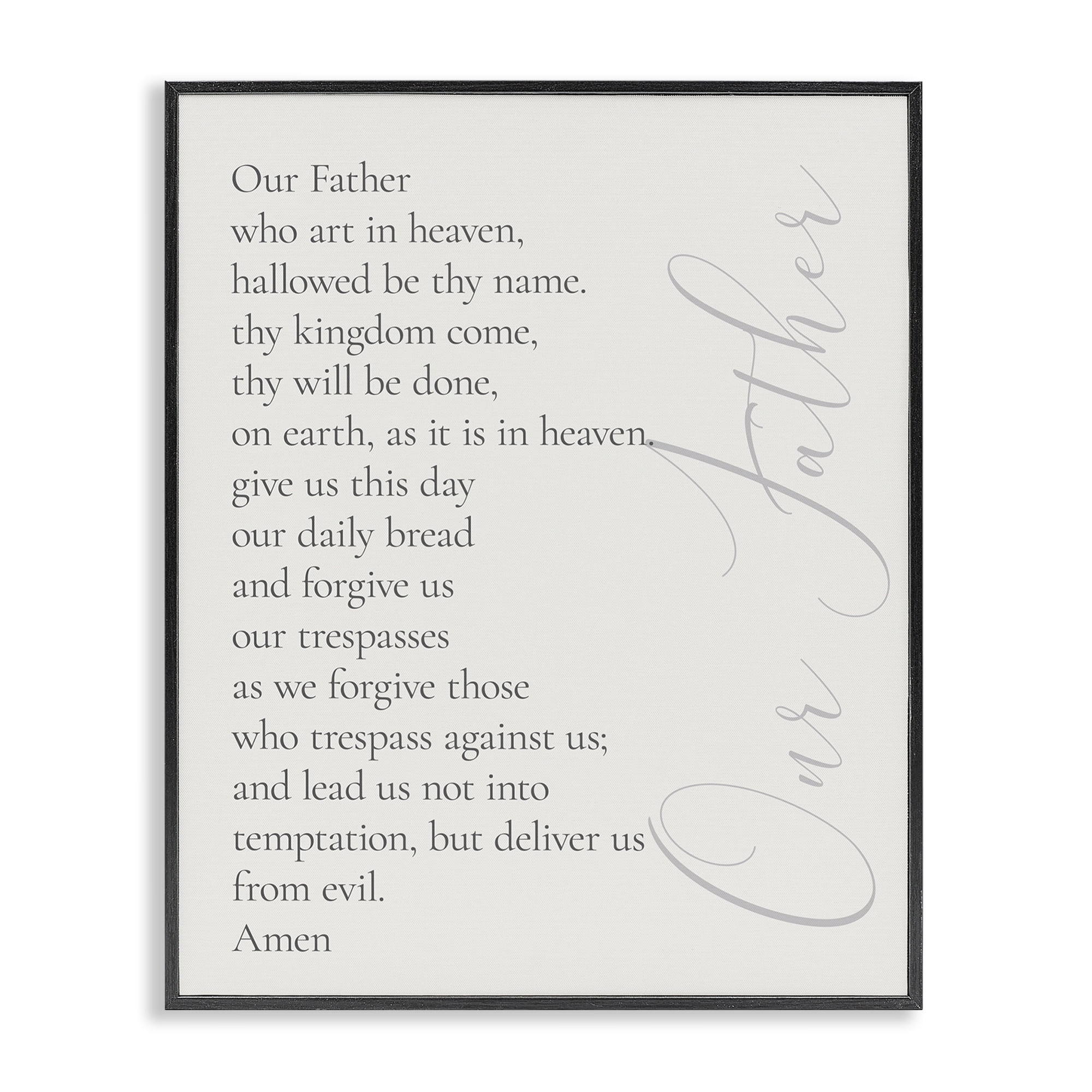 Stupell Industries Our Father Prayer Religious Painting Black Framed Art Print Wall Art, 16 x 20