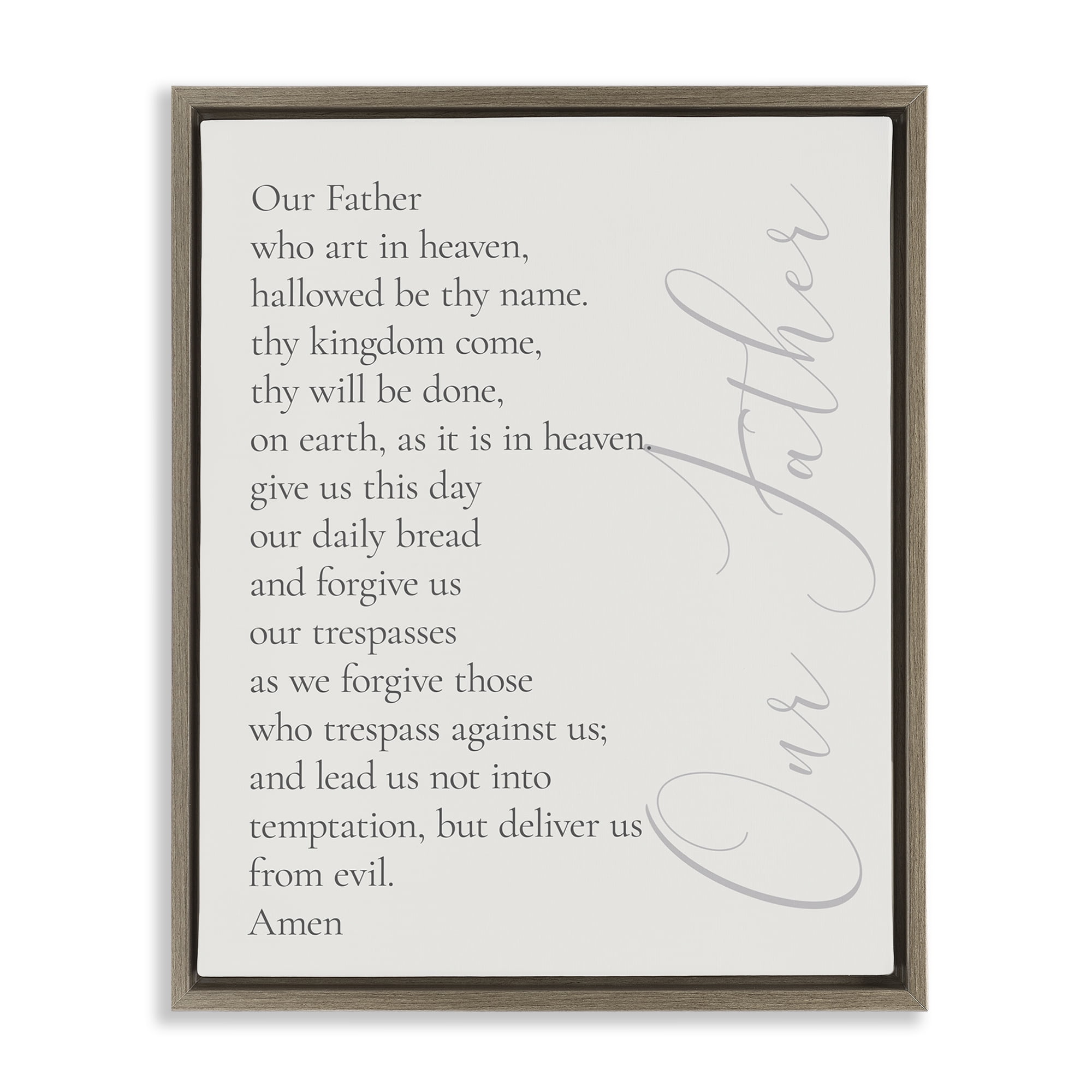 Stupell Industries Our Father Prayer Religious Painting Brown Floater Framed Art Print Wall Art, 17 x 21