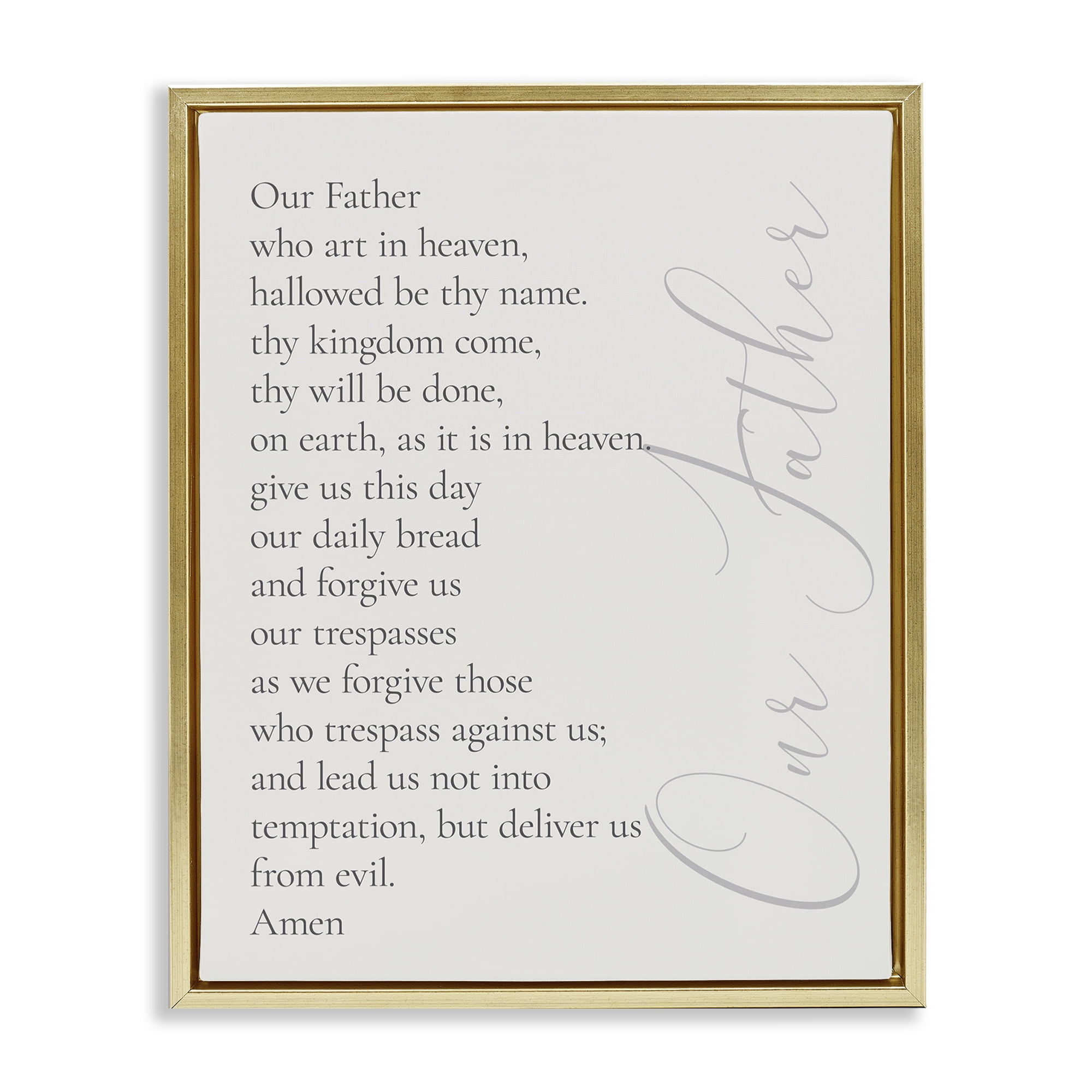 Stupell Industries Our Father Prayer Religious Painting Gold Floater Framed Art Print Wall Art, 17 x 21