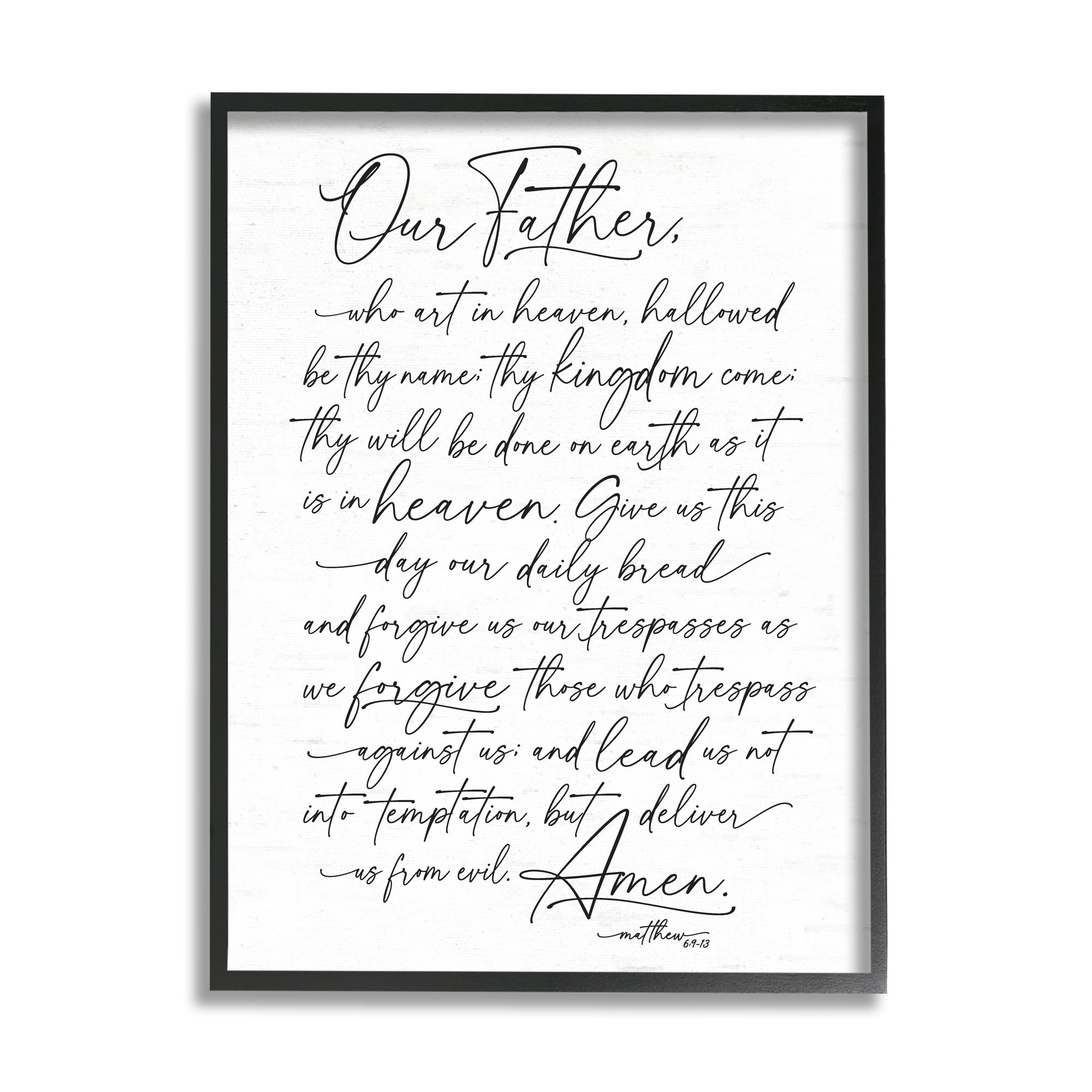 Black Framed Wood Grain Religious Prayer Wall Art