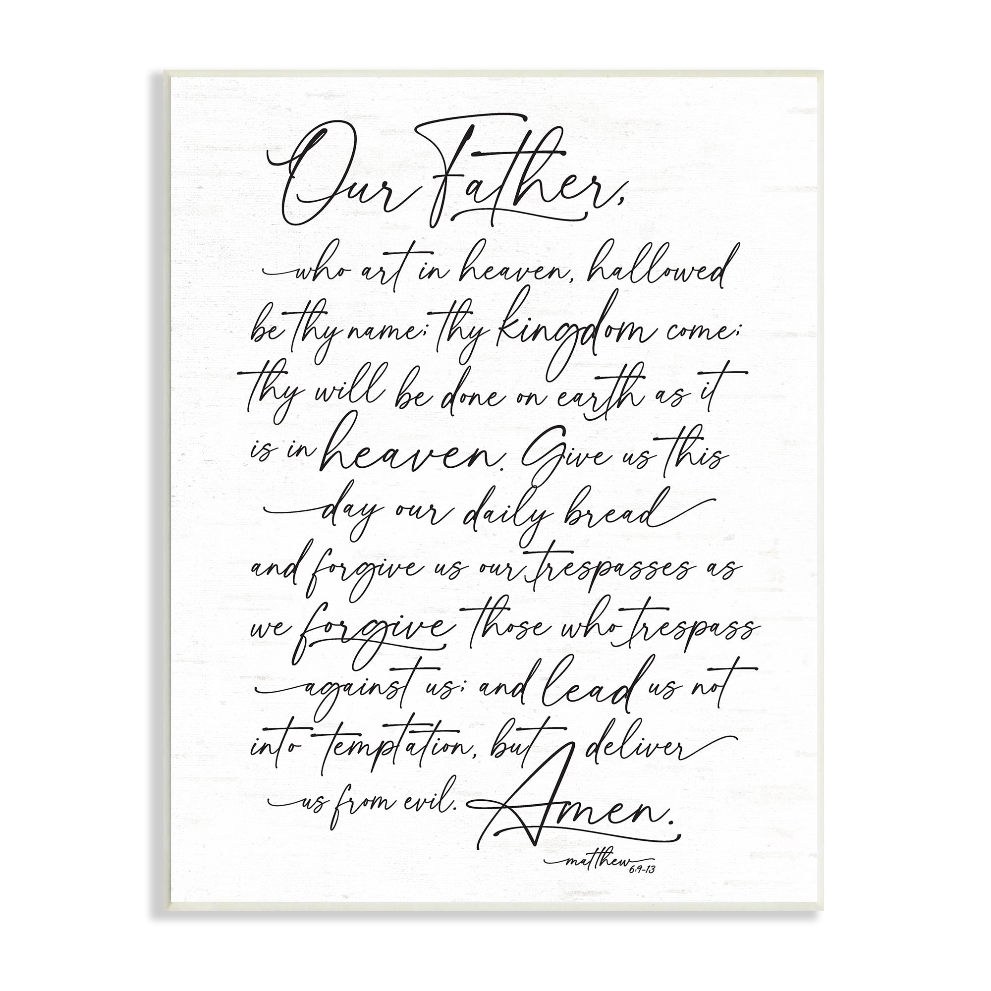Stupell Industries Our Father Religious Prayer Reading Spiritual Scripture Graphic Art Unframed Art Print Wall Art, Design by Lettered and Lined