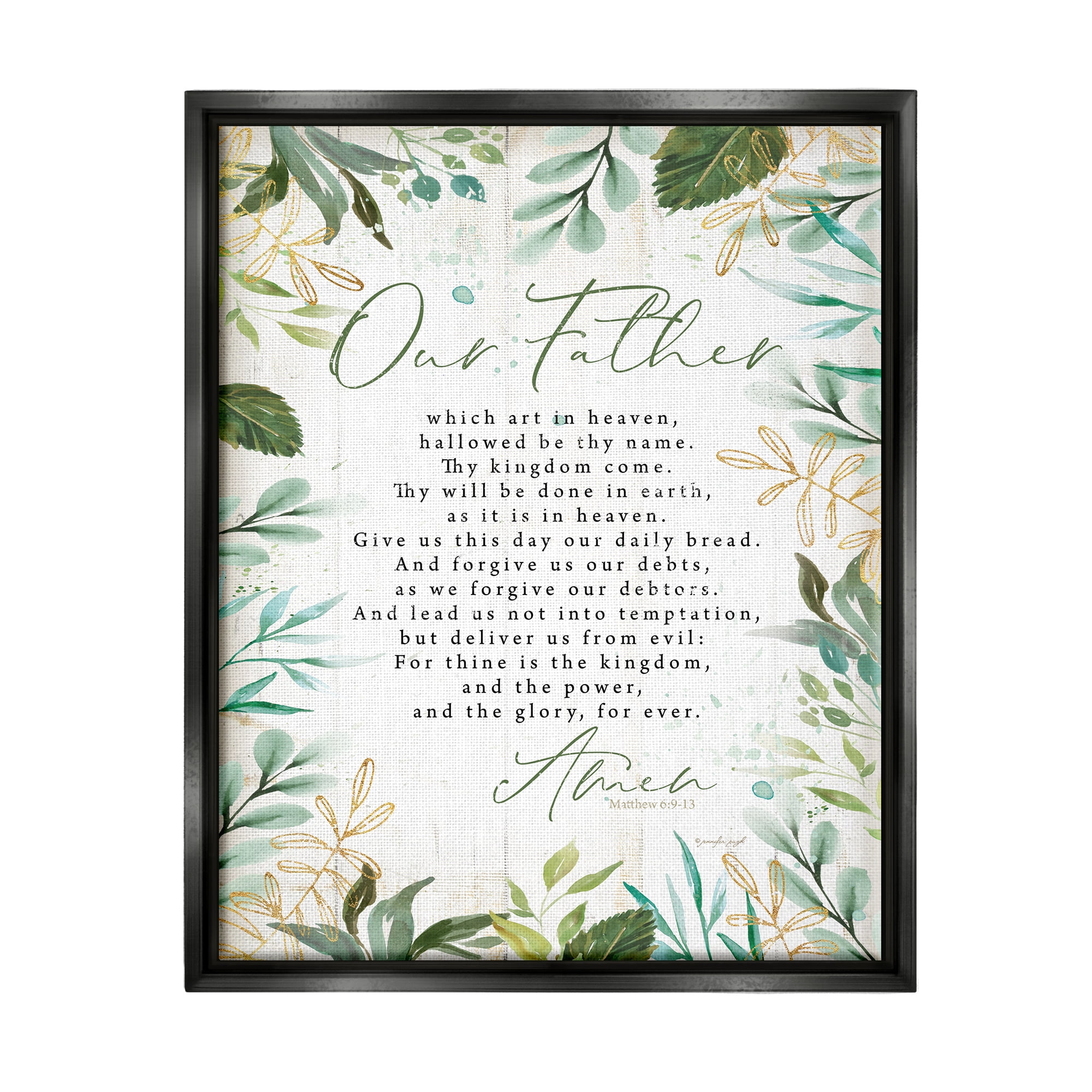 Stupell Industries Our Father Religious Prayer Religious Painting Black Floater Framed Art Print Wall Art