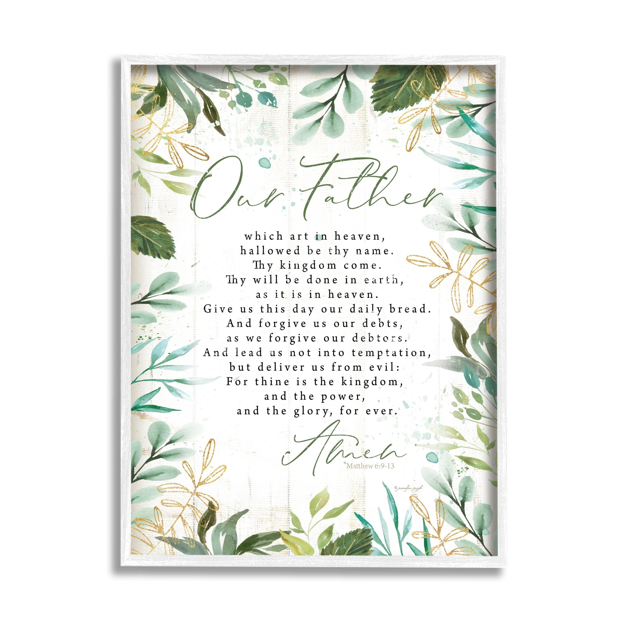 Stupell Industries Our Father Religious Prayer Religious Painting White Framed Art Print Wall Art