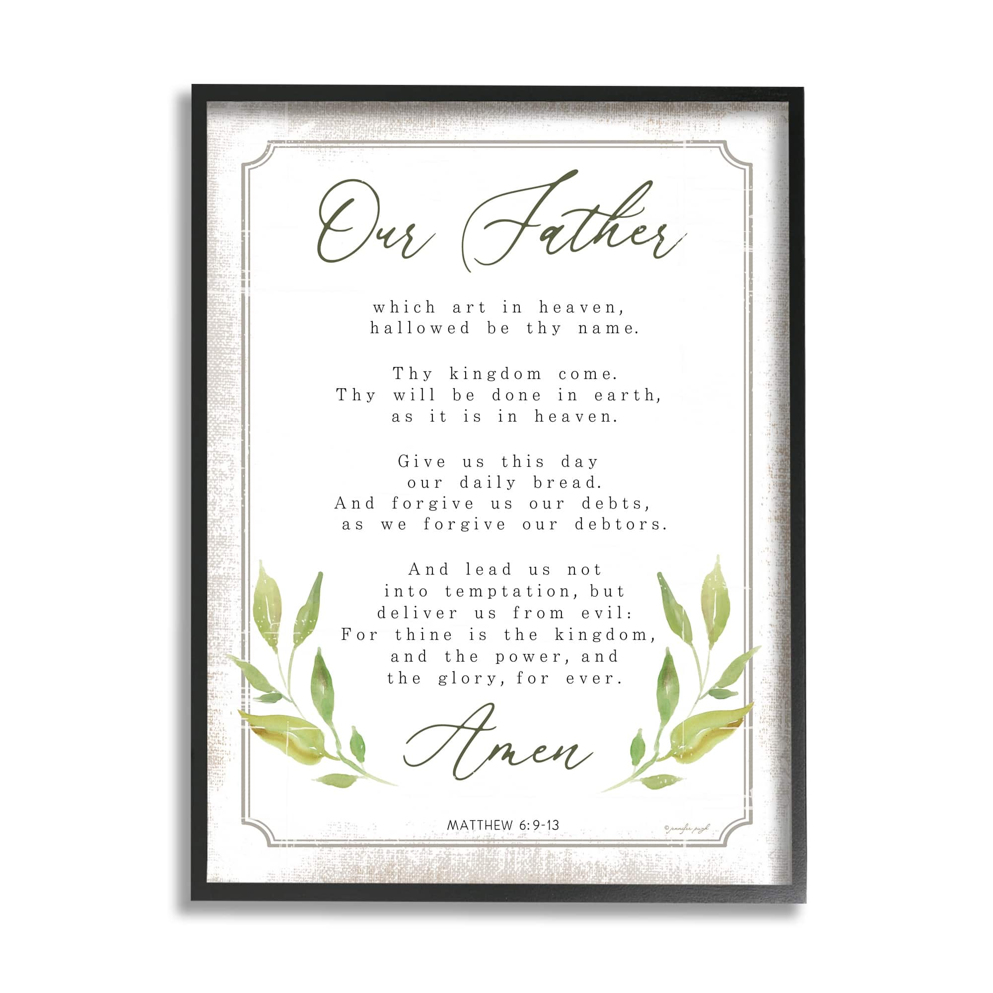 Stupell Industries Our Father Spiritual Proverb Religious Painting Black Framed Art Print Wall Art