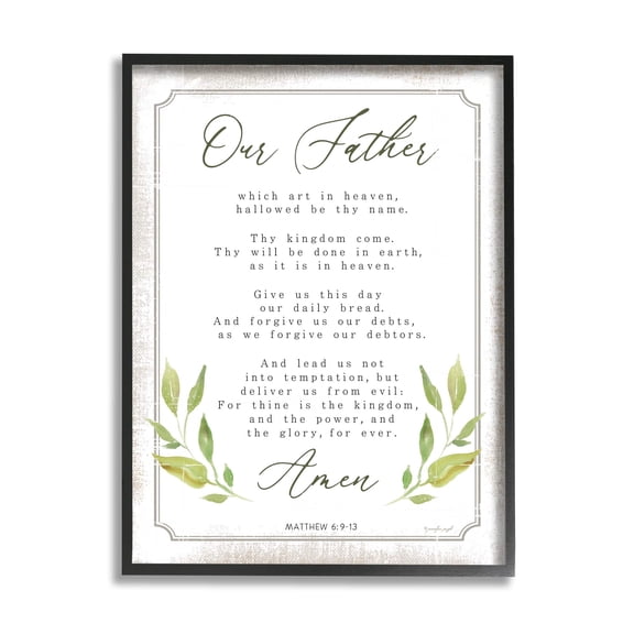 Stupell Industries Our Father Spiritual Proverb Religious Painting Black Framed Art Print Wall Art