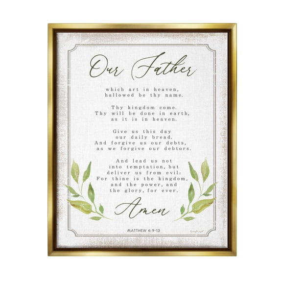 Stupell Industries Our Father Spiritual Proverb Religious Painting Gold Floater Framed Art Print Wall Art