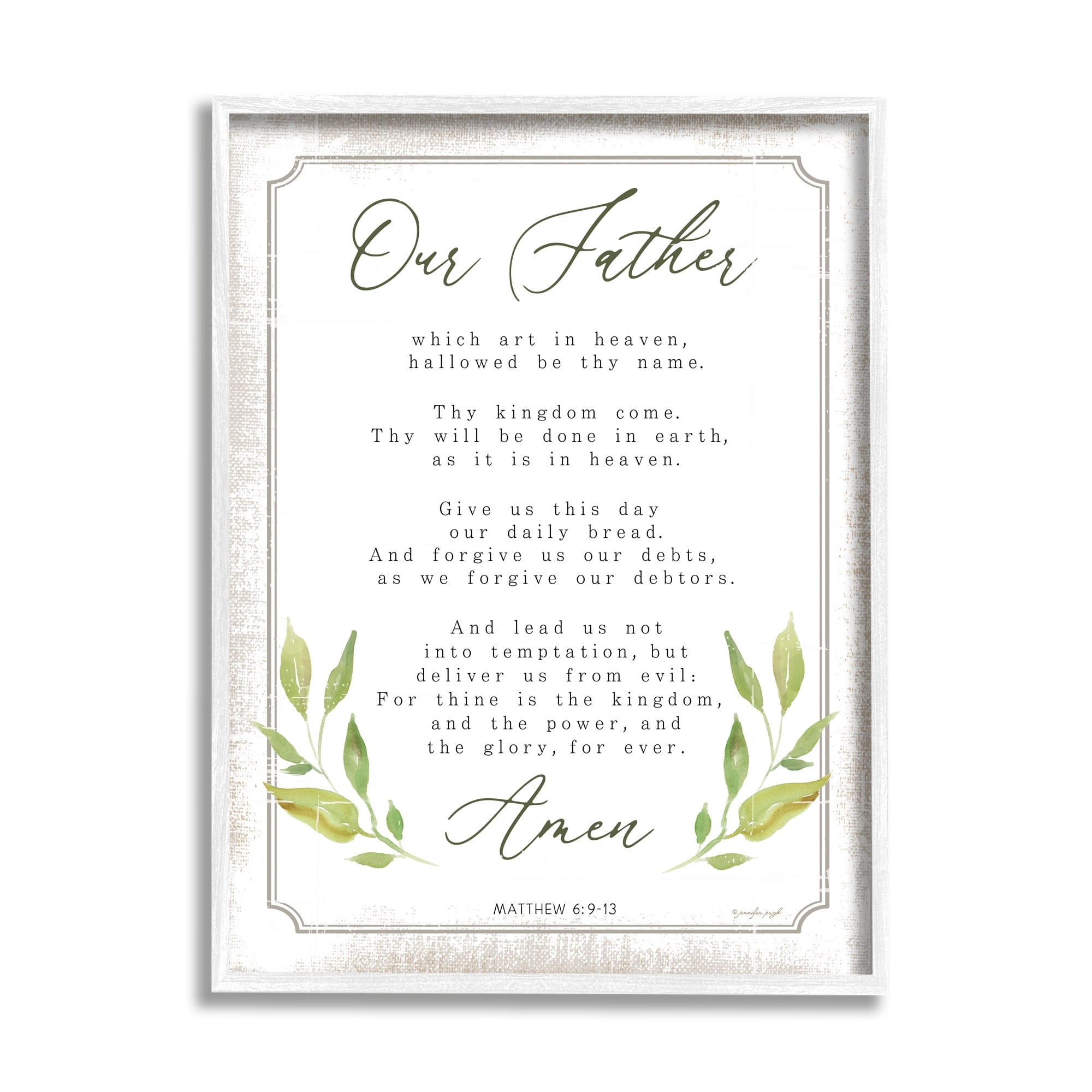 Stupell Industries Our Father Spiritual Proverb Religious Painting White Framed Art Print Wall Art
