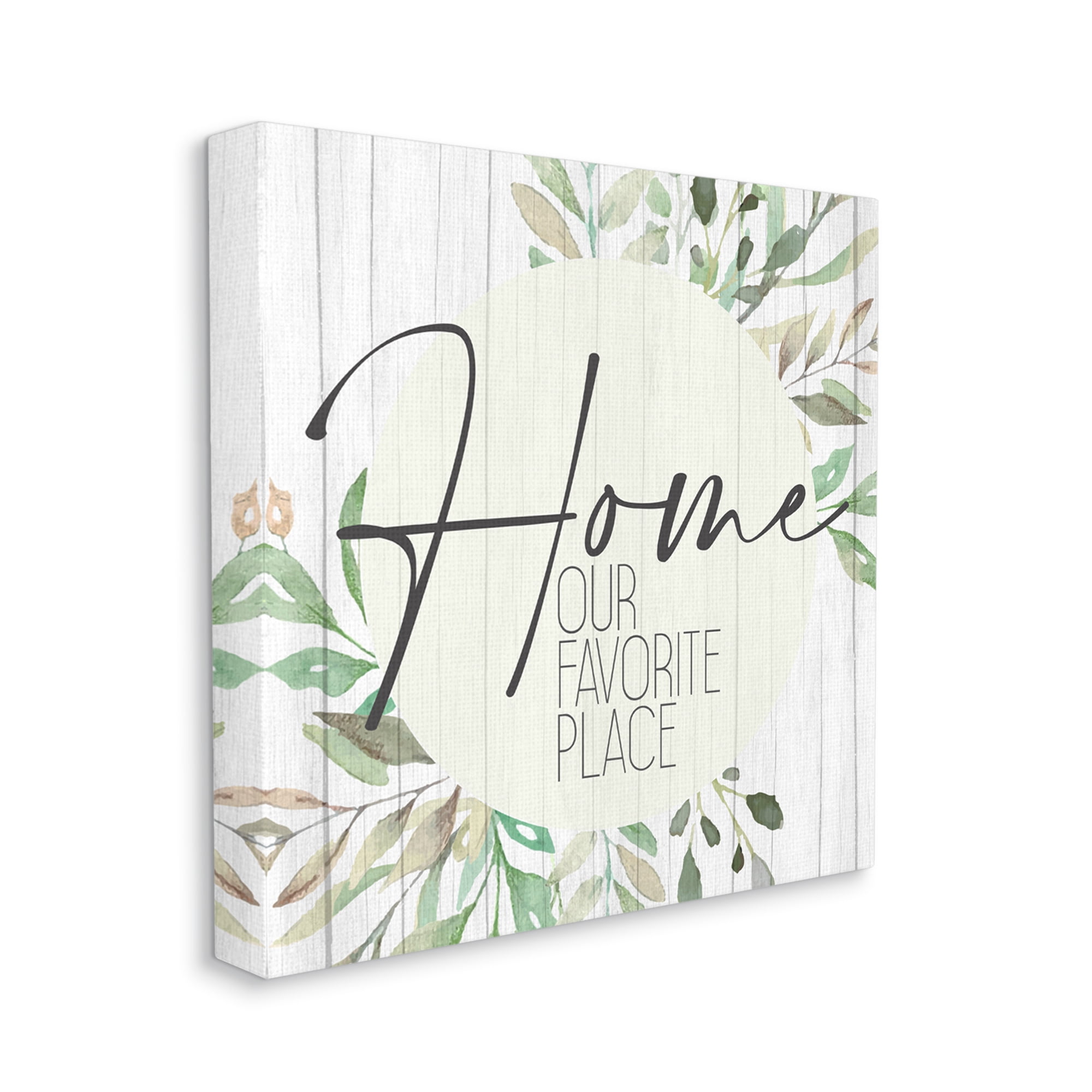 Stupell Industries Our Favorite Place Phrase Graceful Green Leaves Canvas Wall Art by Kim Allen