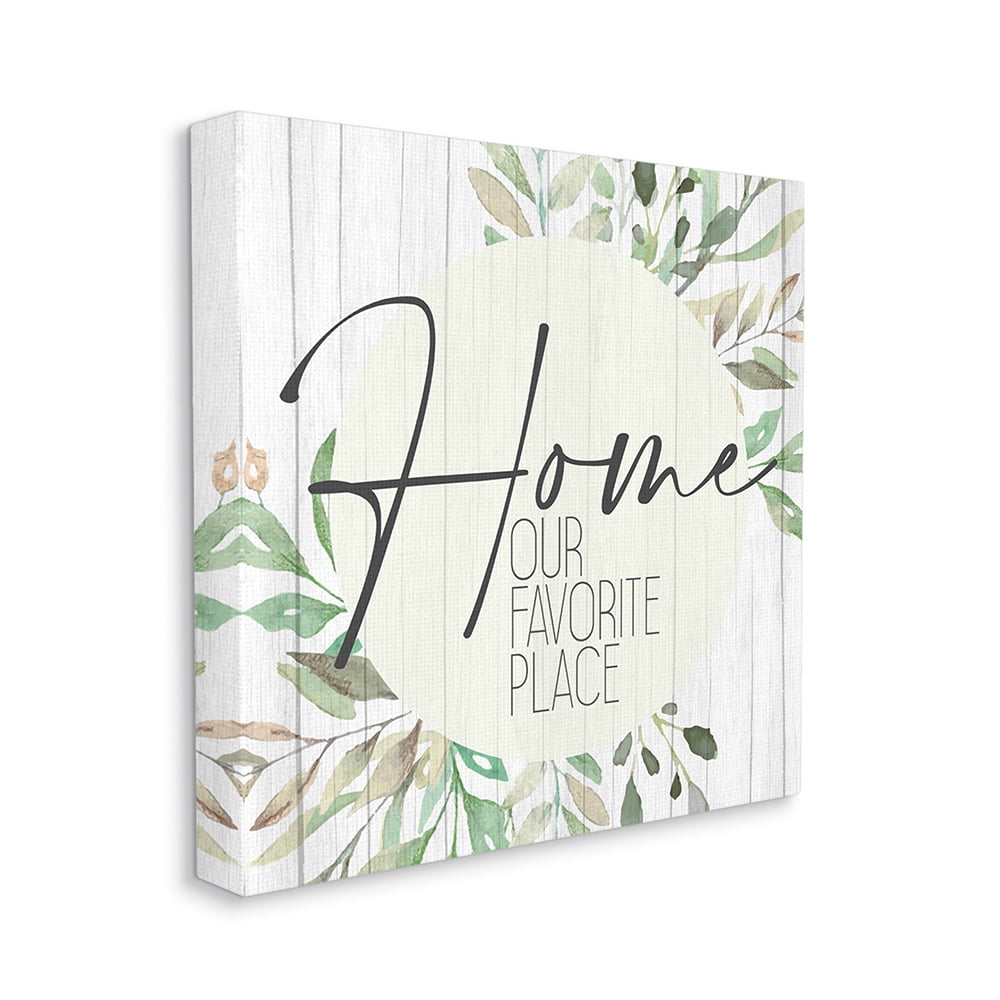 Graceful Green Leaves Canvas Wall Art with Phrase, 31" x 25"