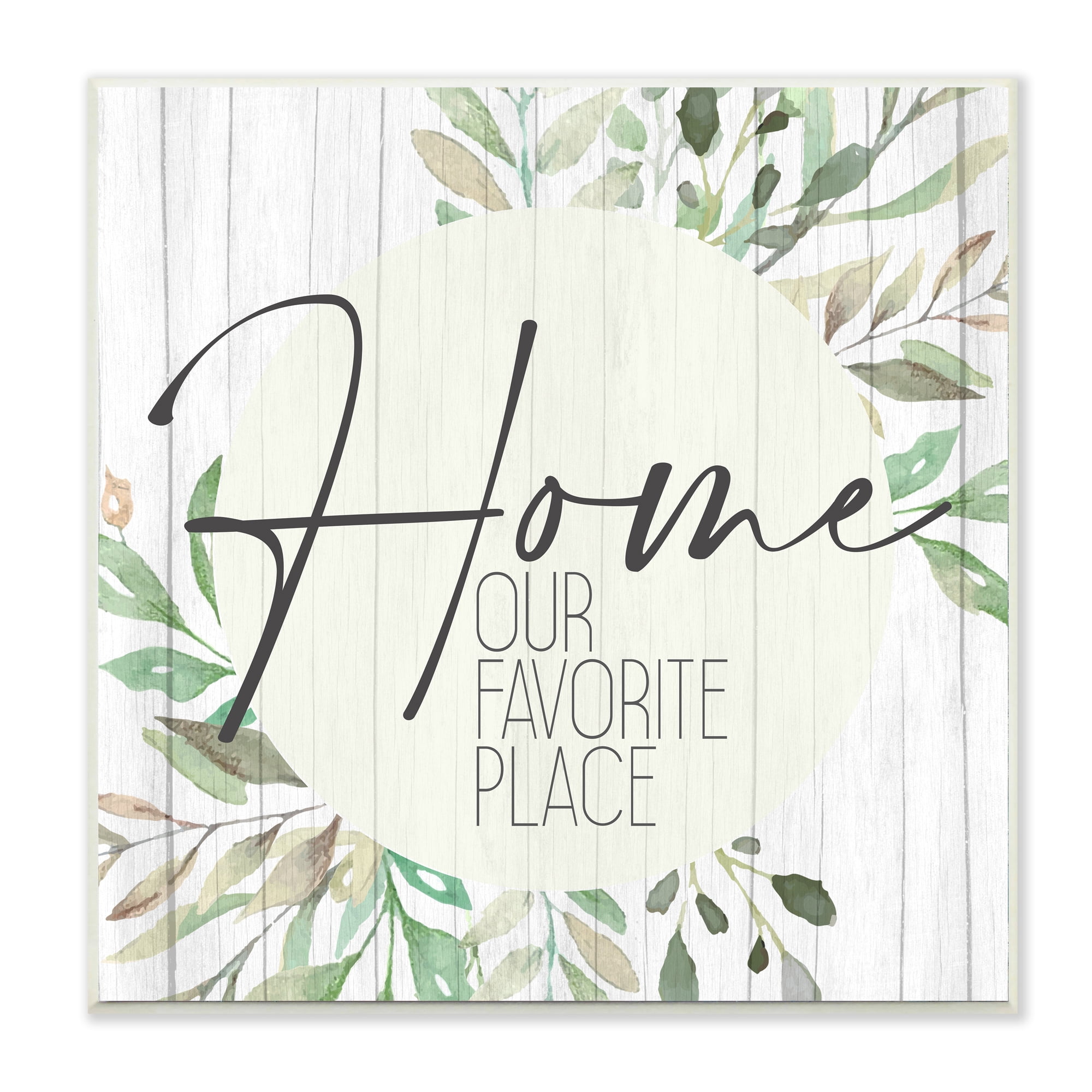 Stupell Industries Our Favorite Place Phrase Graceful Green Leaves Wall Plaque by Kim Allen
