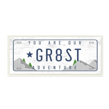 Stupell Industries Our Greatest Adventure Mountain Range License Plate, 7 x 17, Design by Daphne Polselli