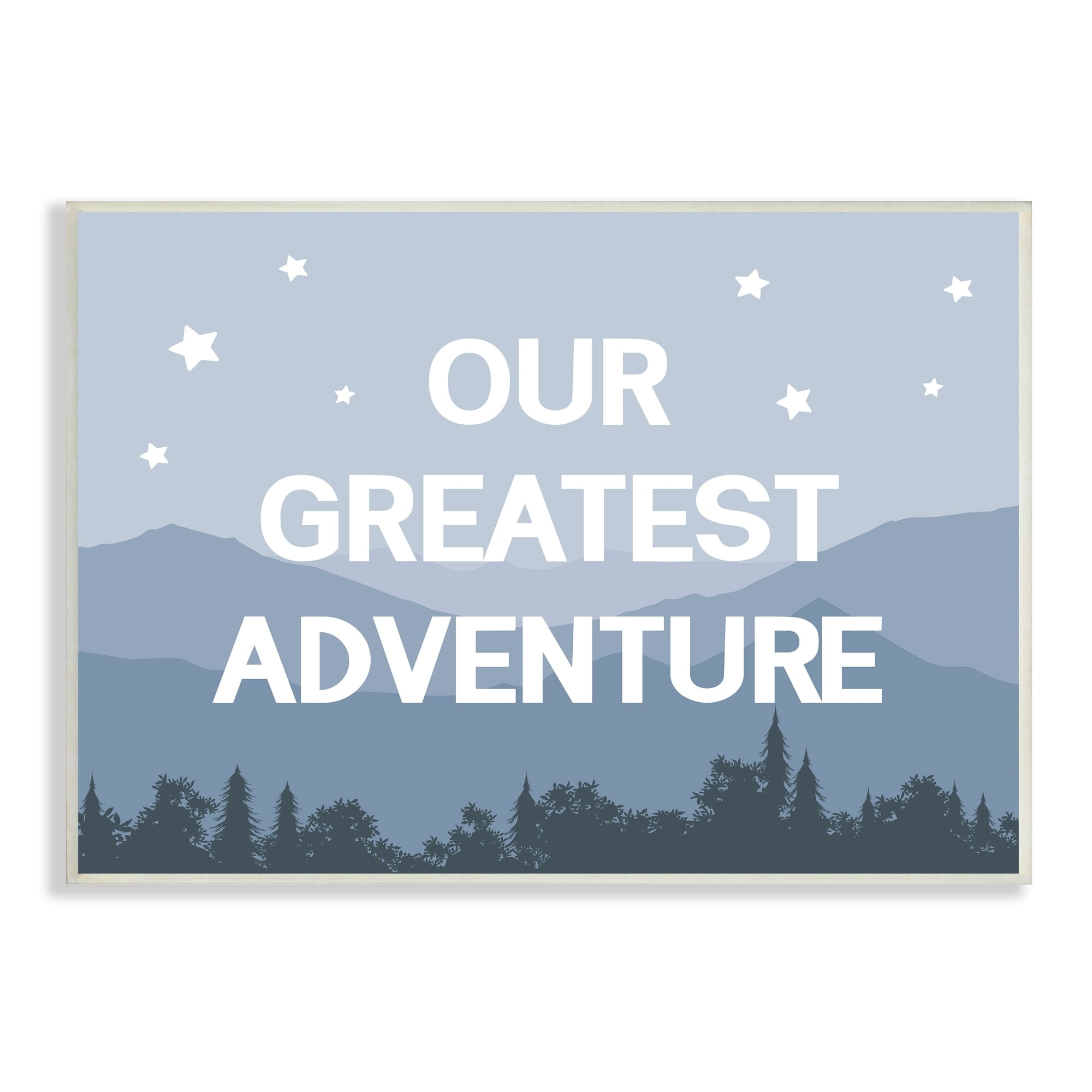 Stupell Industries Our Greatest Adventure Phrase Mountain Forest Starry Sky, 15 x 10, Design by Daphne Polselli