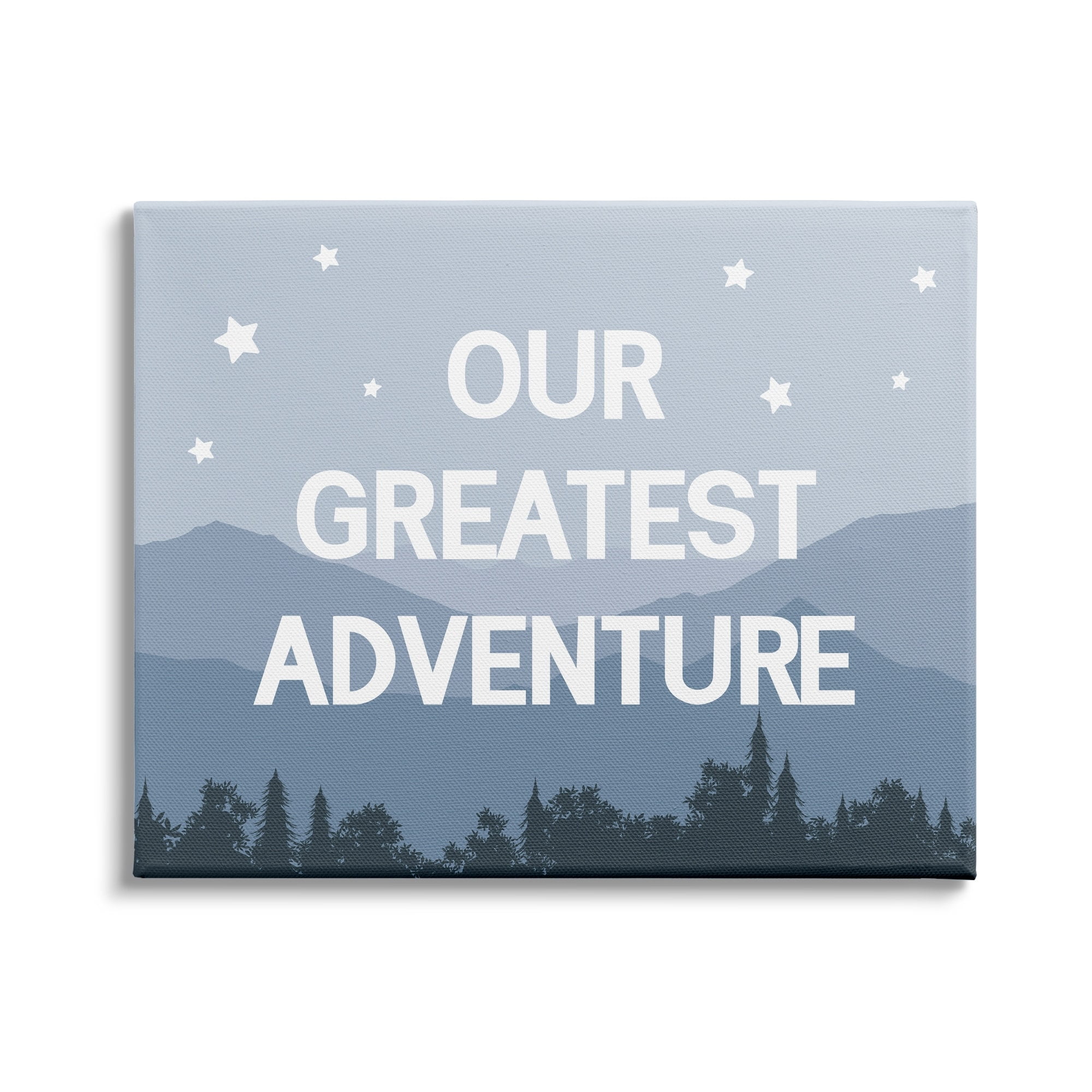 Stupell Industries Our Greatest Adventure Phrase Mountain Forest Starry Sky, 20 x 16, Design by Daphne Polselli