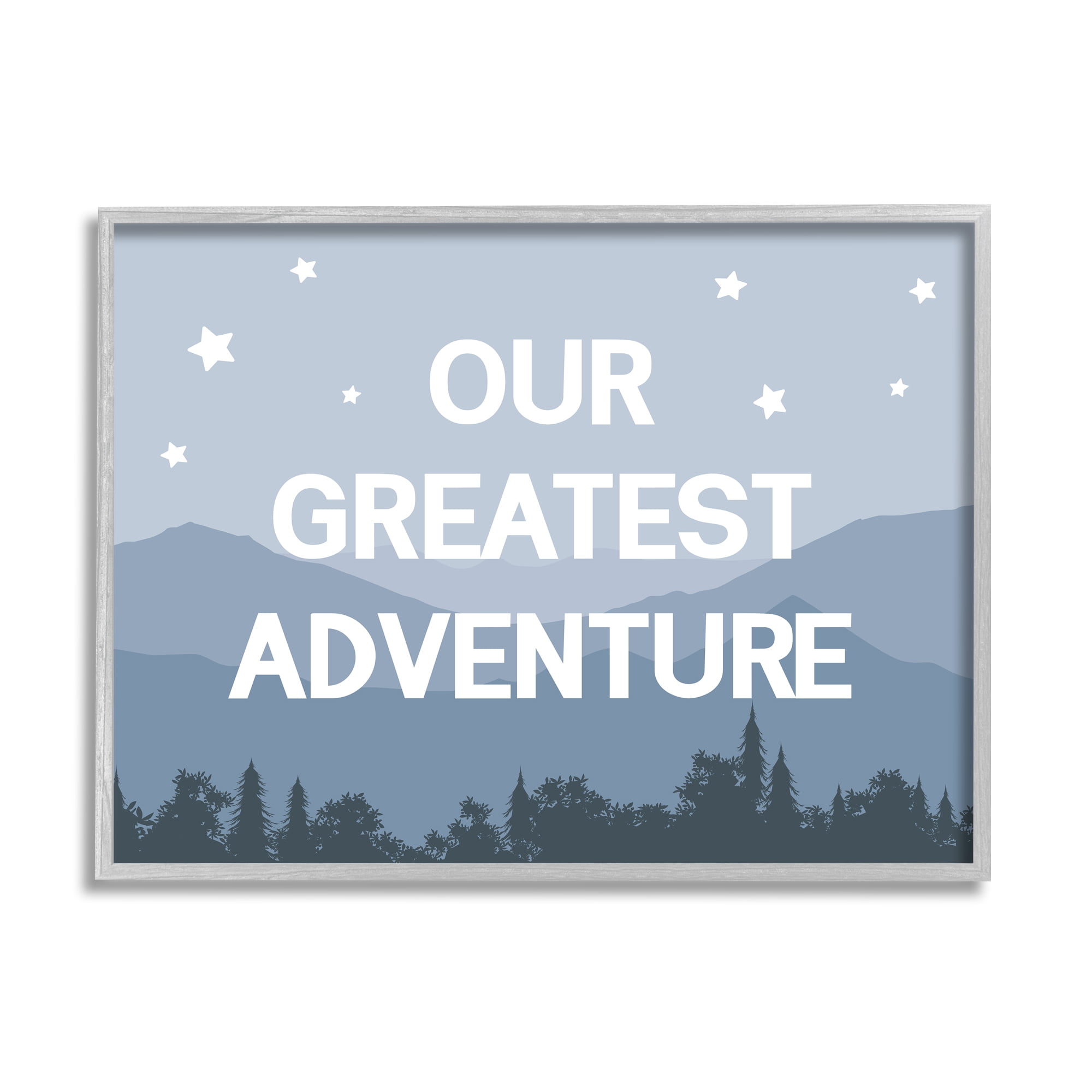 Stupell Industries Our Greatest Adventure Phrase Mountain Forest Starry Sky, 30 x 24, Design by Daphne Polselli