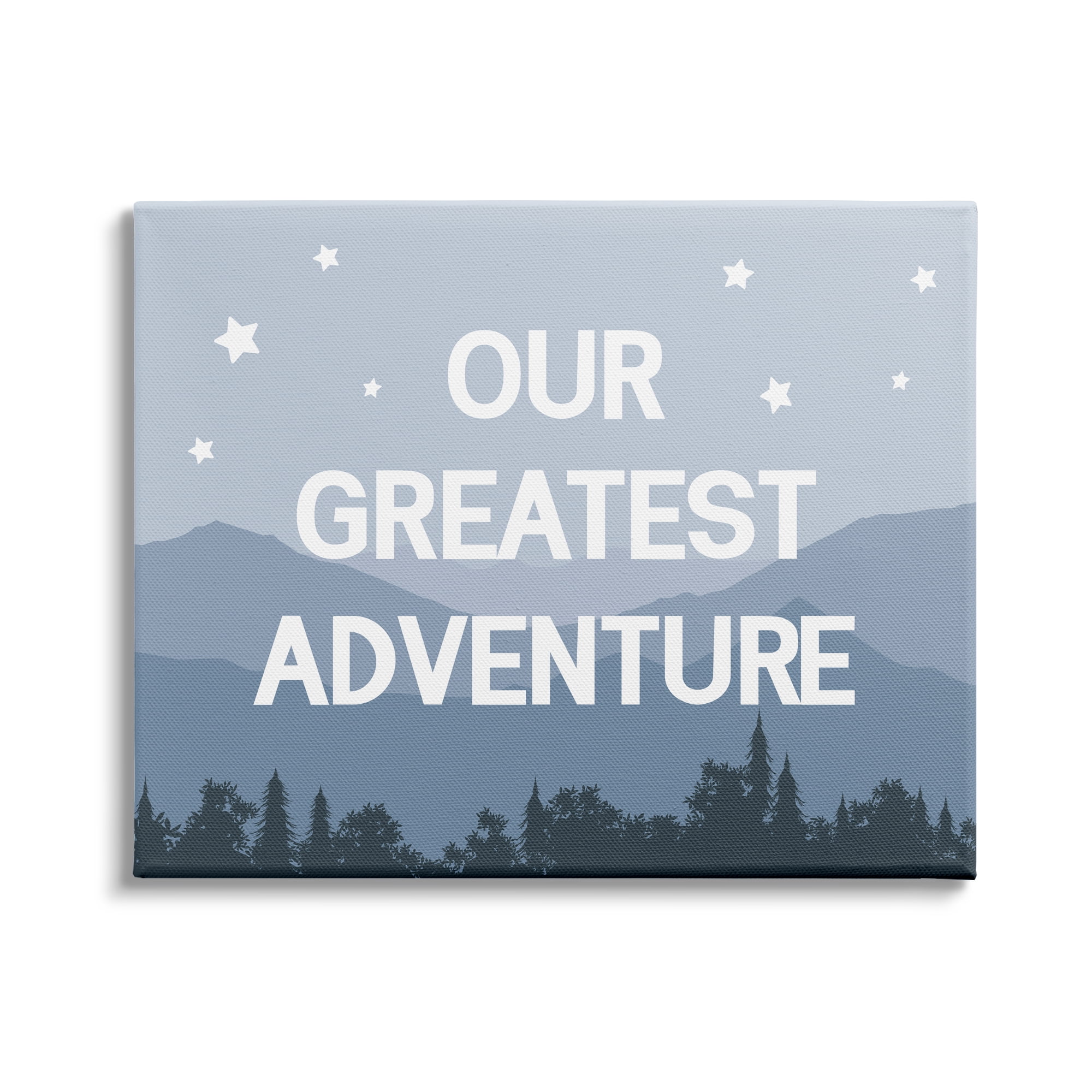 Stupell Industries Our Greatest Adventure Phrase Mountain Forest Starry Sky, 40 x 30, Design by Daphne Polselli