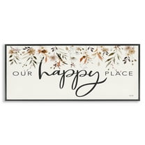 Stupell Industries Our Happy Place Florals Botanical & Floral Painting Black Framed Art Print Wall Art, 24 x 10