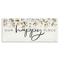 Stupell Industries Our Happy Place Florals Botanical & Floral Painting Gallery Wrapped Canvas Art Print Wall Art, 24 x 10